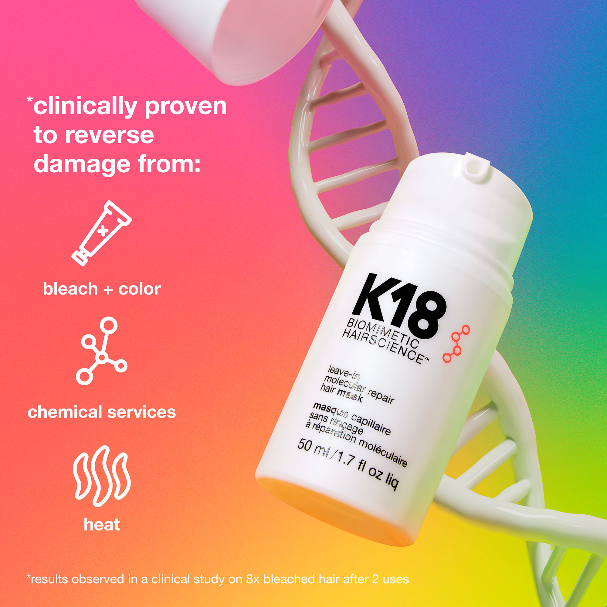K18 Biomimetic Hairscience Leave-In Molecular Repair Hair Mask / 1.7 oz