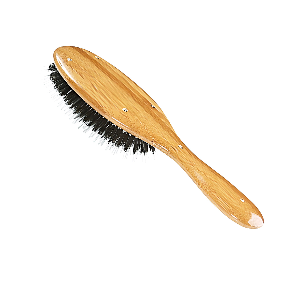 Bass Brushes Bass 53 Dark Bamboo | Medium Oval Hairbrush with Natural Bristle + Nylon Pin / 53-DB, image 27589508792470