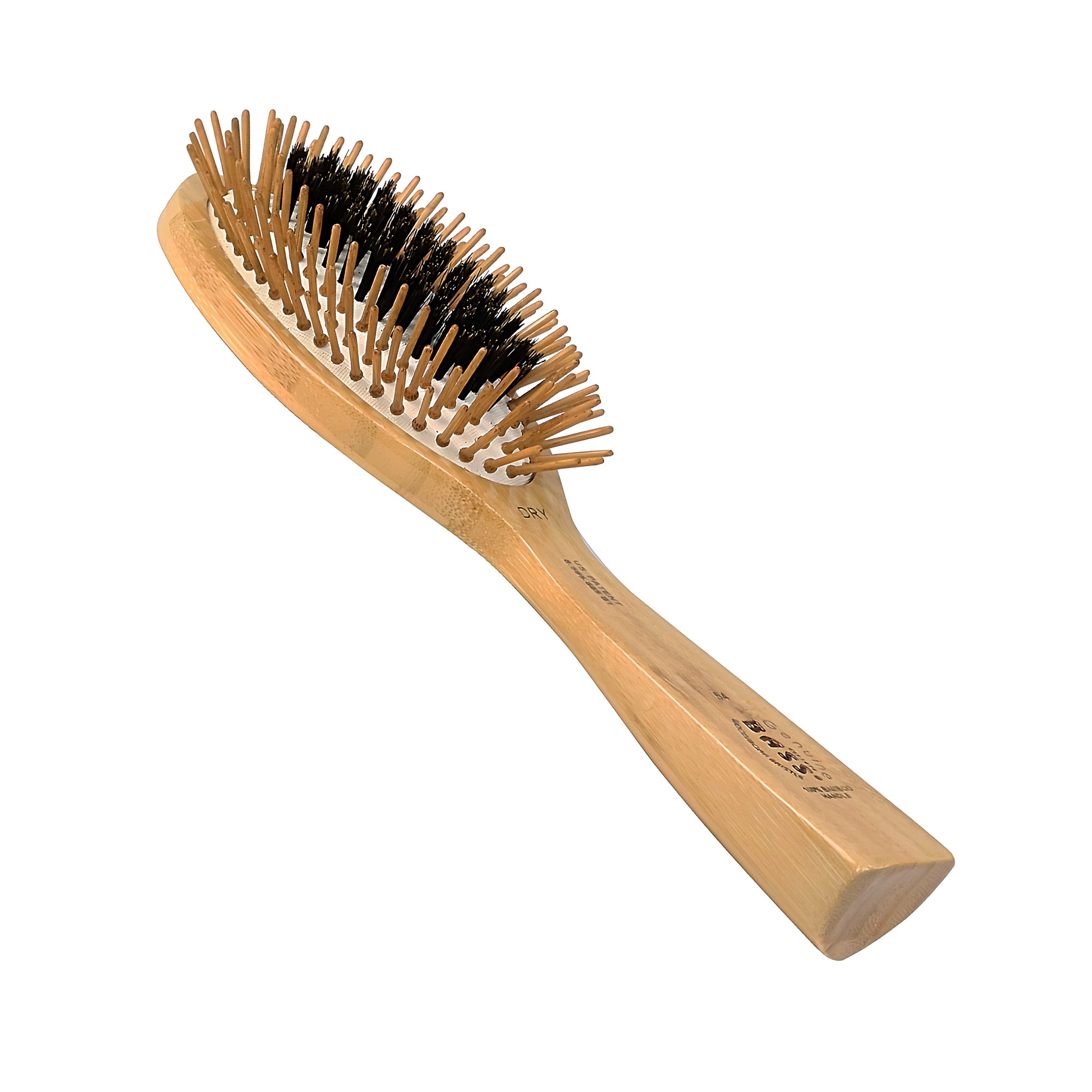 Bass Brushes 54 Dark Bamboo | Large Oval Hairbrush with Natural Bristle + Nylon Pin / 54-DB
