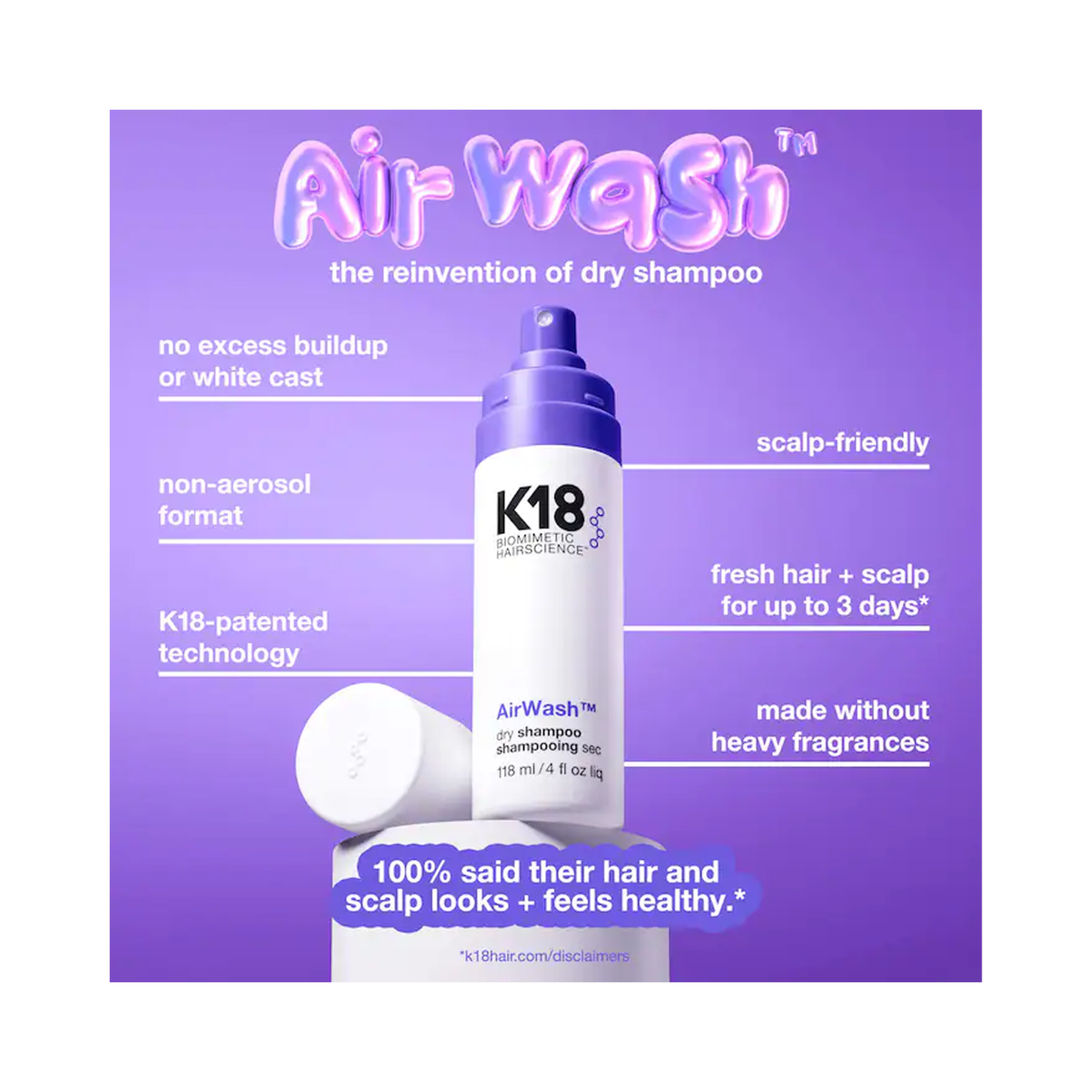 K18 Biomimetic AirWash Dry Shampoo + AstroLift Reparative Volume Spray Duo / DUO