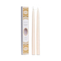 Archipelago Winter Frost Tapered Candle Set of Two white tapered candles, white box with gold accents