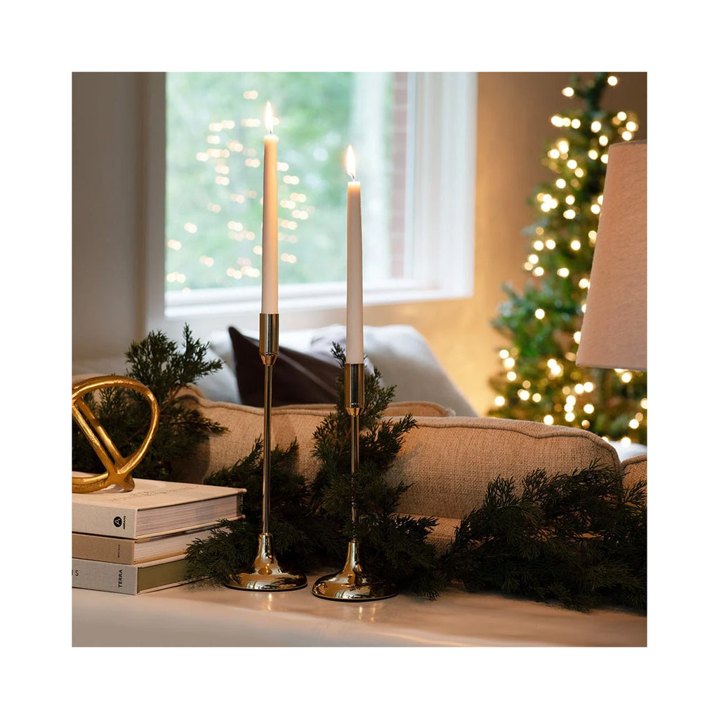 Archipelago Winter Frost Tapered Candle, Set of two candles lit thumbnail 2
