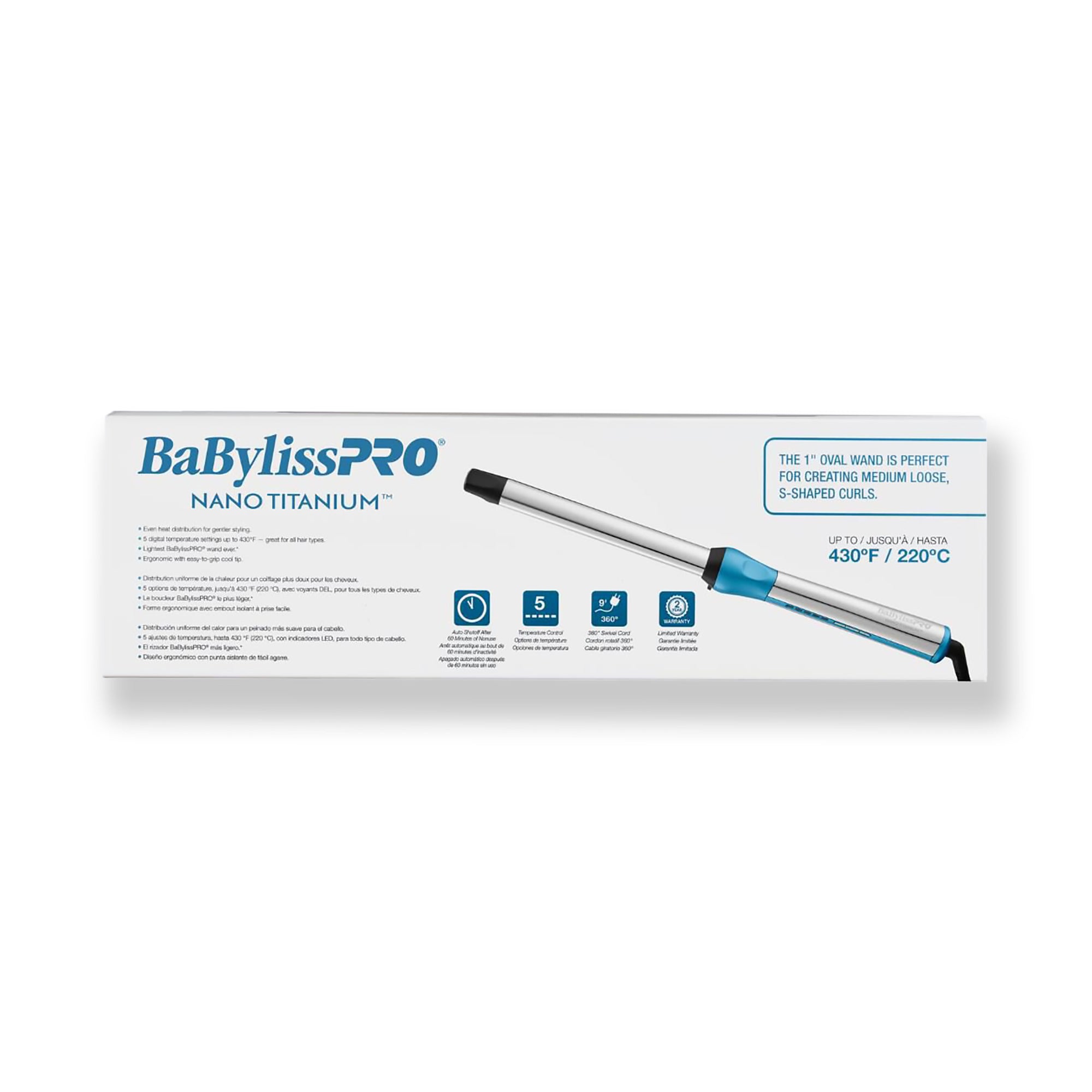 BabylissPRO Nano Titanium 1" Oval Barrel Wand - Item No. BNTOW100LUC / 1"