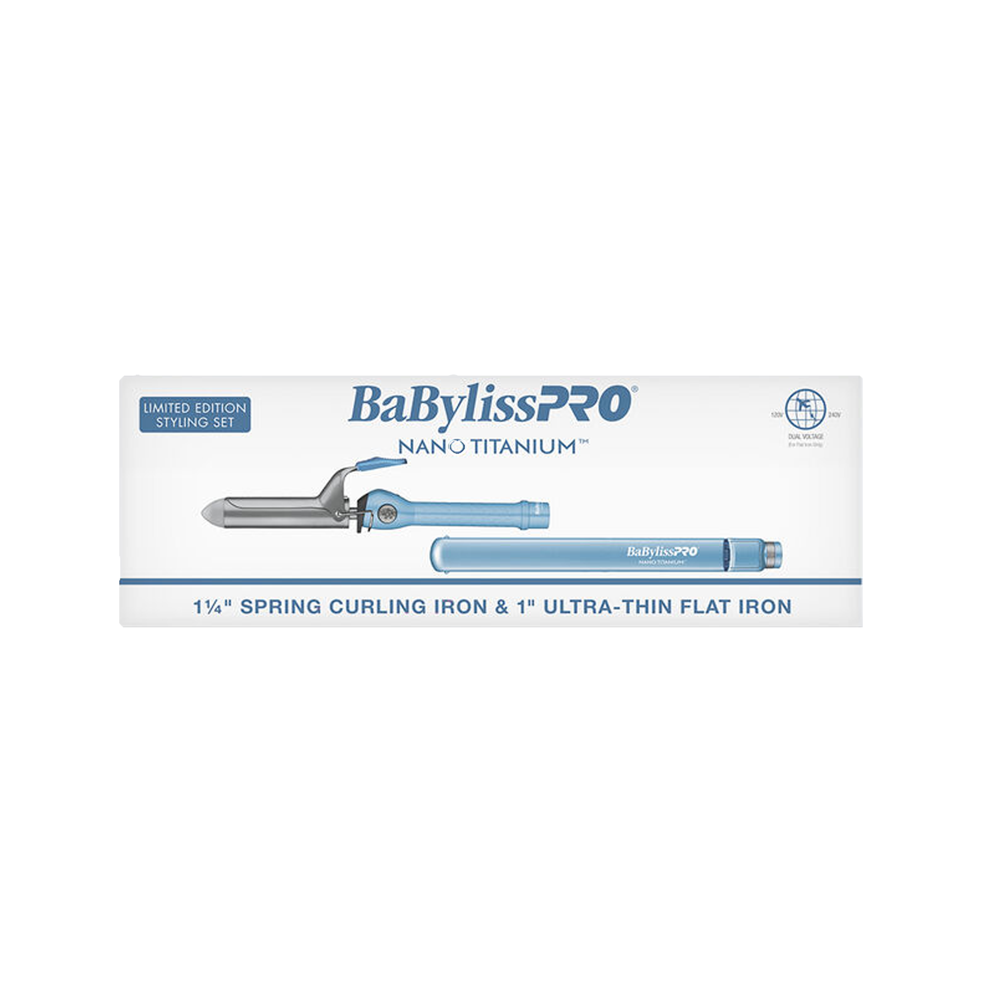 Babyliss Nano Titanium 1 1/4" Curling Iron & 1" Ultra Thin Flat Iron Value Pack BNTPP80-HOL25