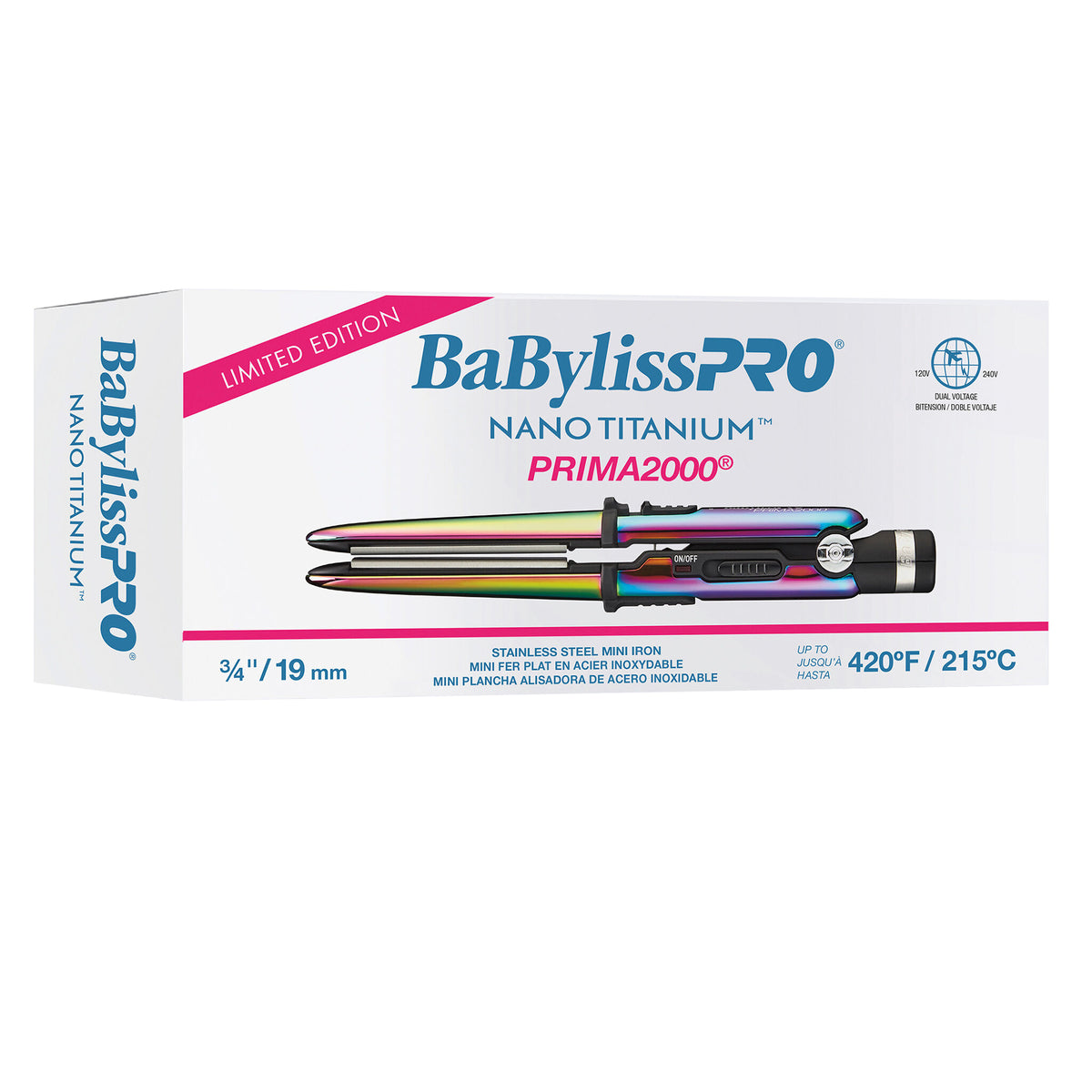 Babylisspro Limited Edition Iridenscent Nano Titanium Prima2000 3/4" Stainless Steel Mini Iron - Item No. BNTBRB2000UC / 3/4"
