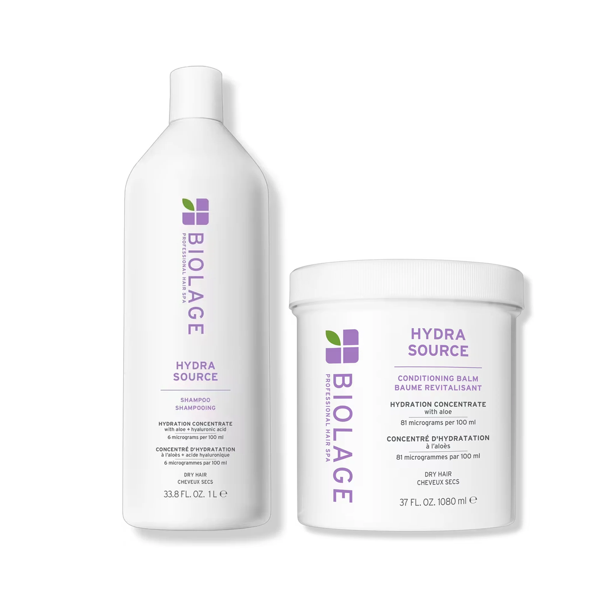 Biolage_Hydra_Source_Shampoo_33oz_Conditioning_Balm_Jar_37oz_Duo / DUO