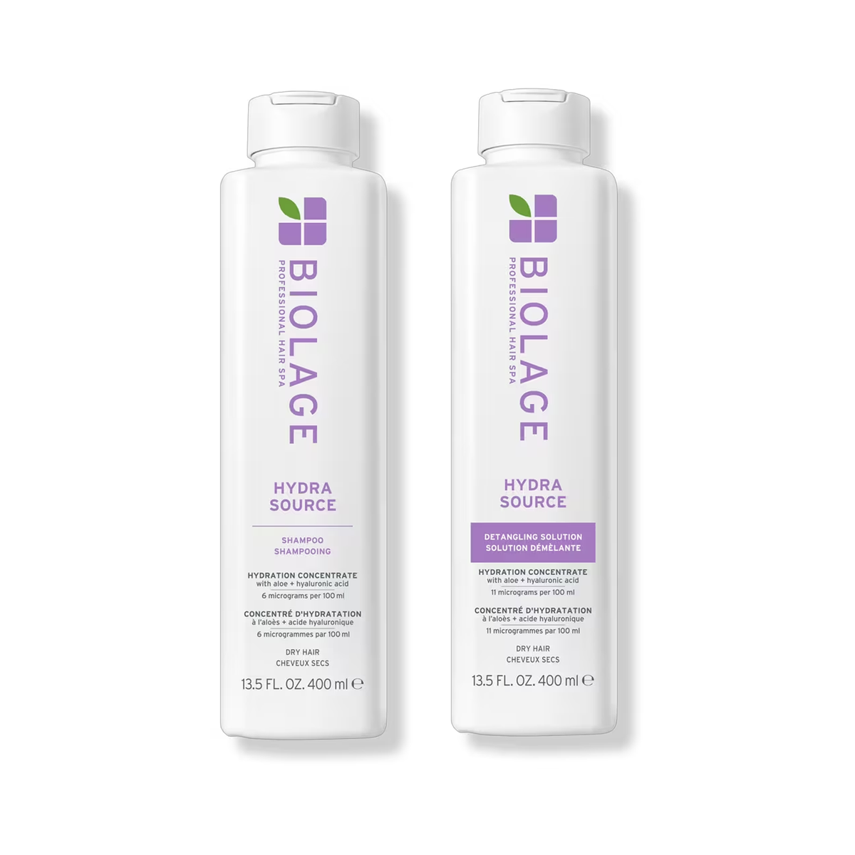 Biolage HydraSource Shampoo & Detangling Solution 13oz Duo / 13.5OZ