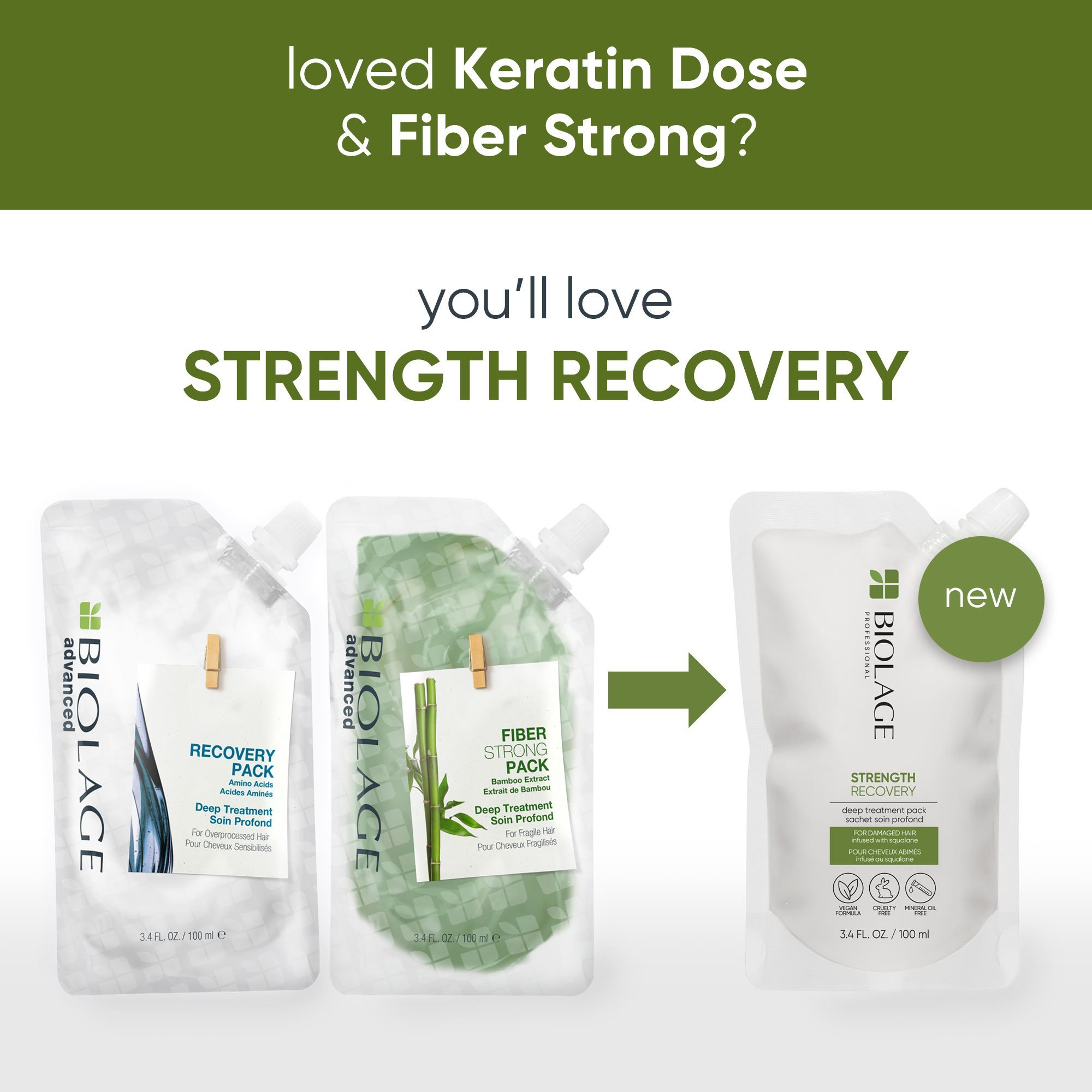 Matrix Biolage Strength Recovery Deep Treatment Pack / 3.3OZ