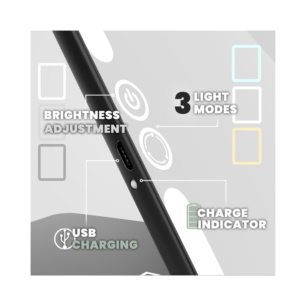 LUNA London ECLIPSE Rechargeable LED Travel Mirror with 3 Light Modes / MATTE BLACK thumbnail 3