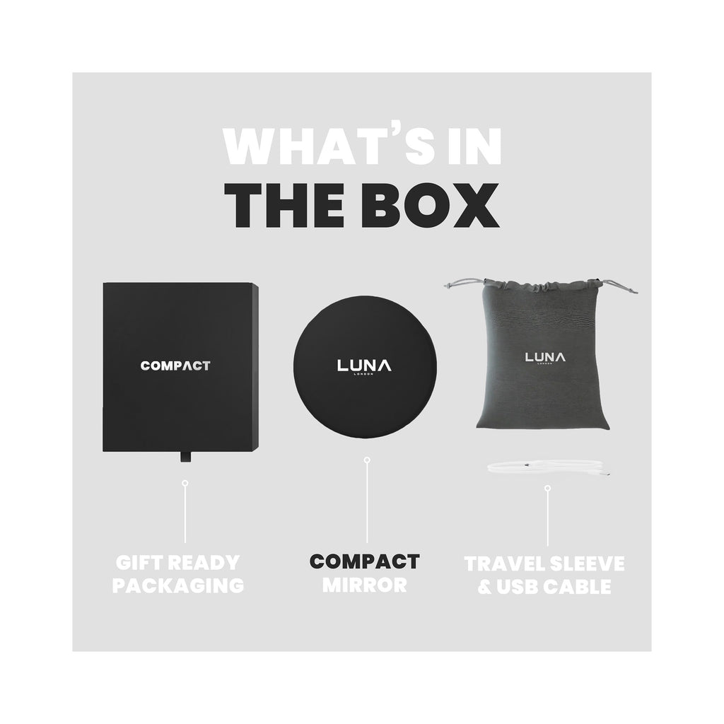 LUNA London COMPACT 2.0 7X 1X Magnifying LED Compact Mirror / MATTE BLACK thumbnail 5