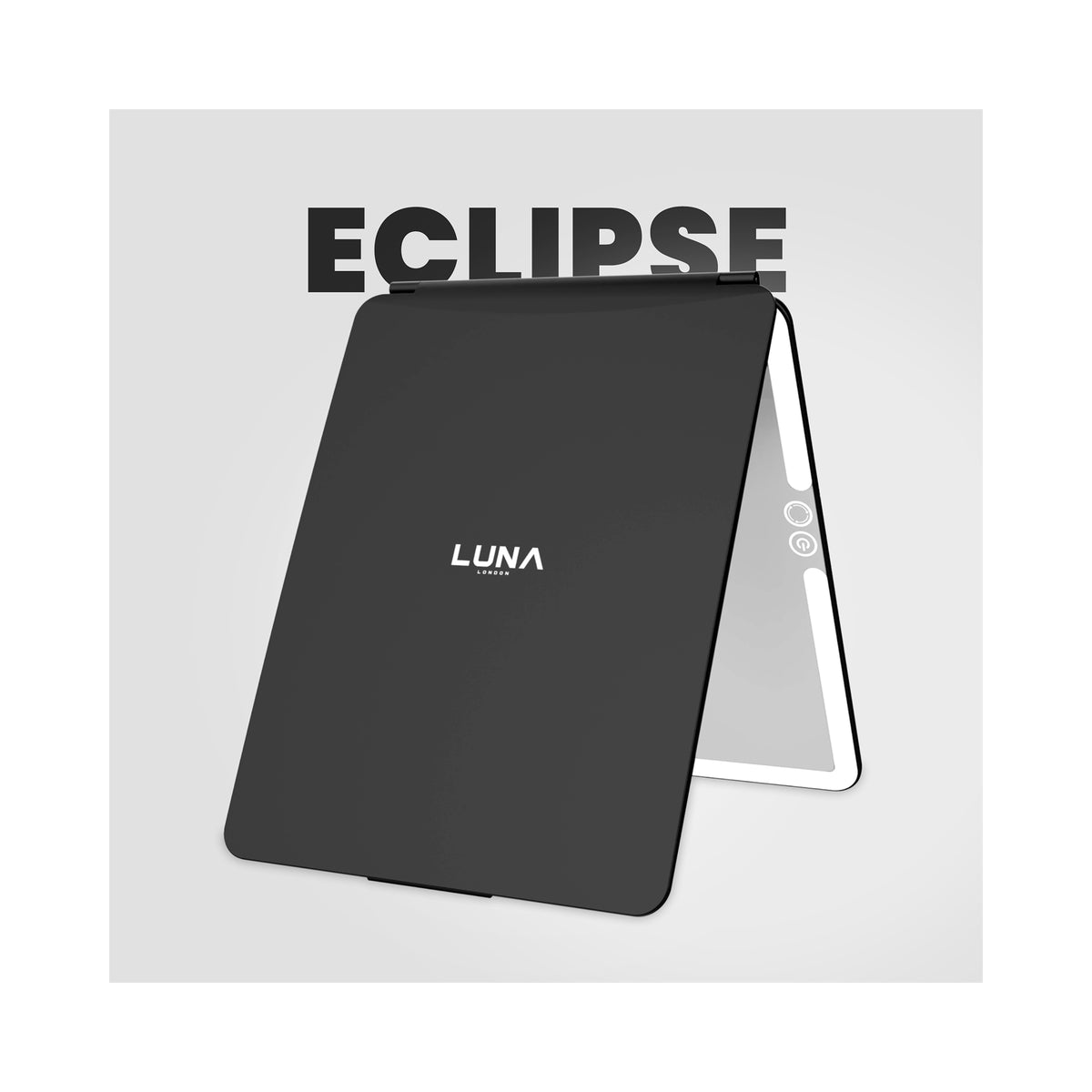 LUNA London ECLIPSE Rechargeable LED Travel Mirror with 3 Light Modes / MATTE BLACK, image 46179650535574