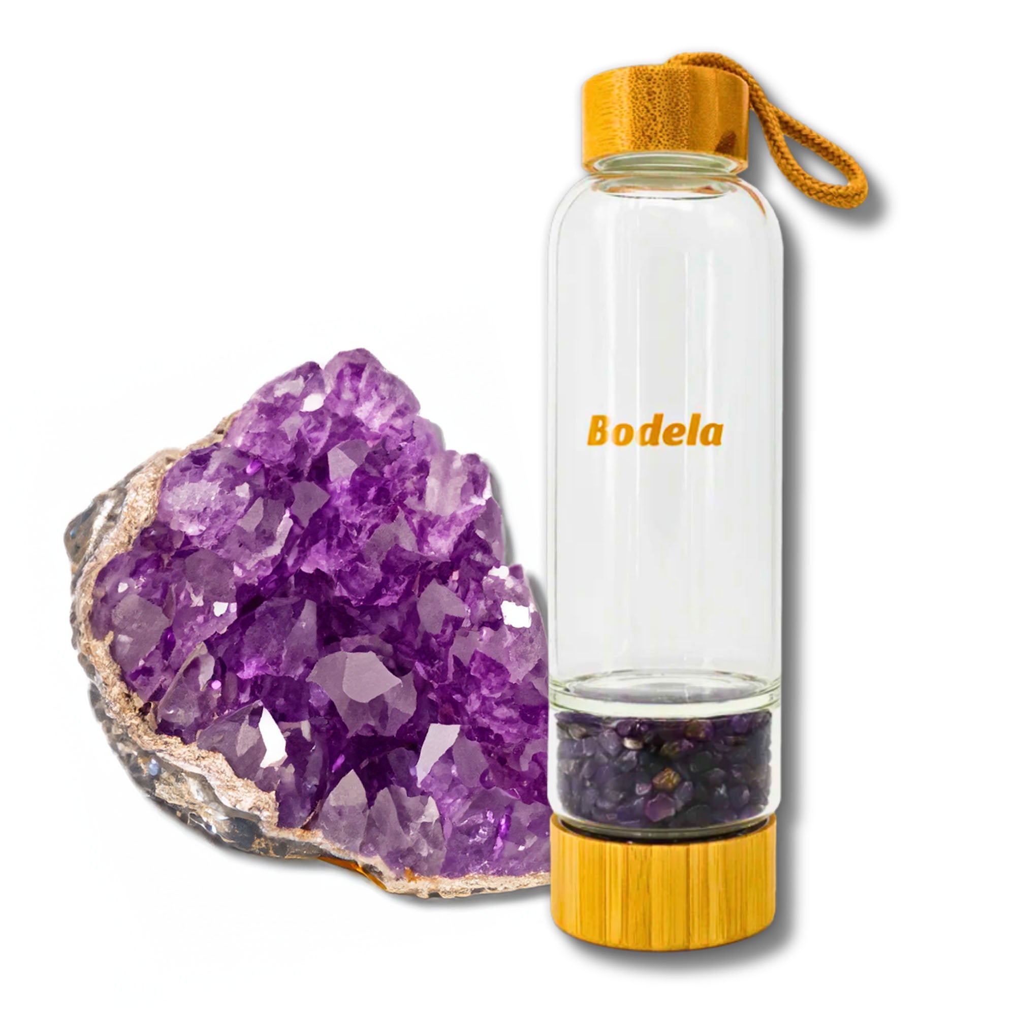 Bodela Amethyst Glass Water Bottle