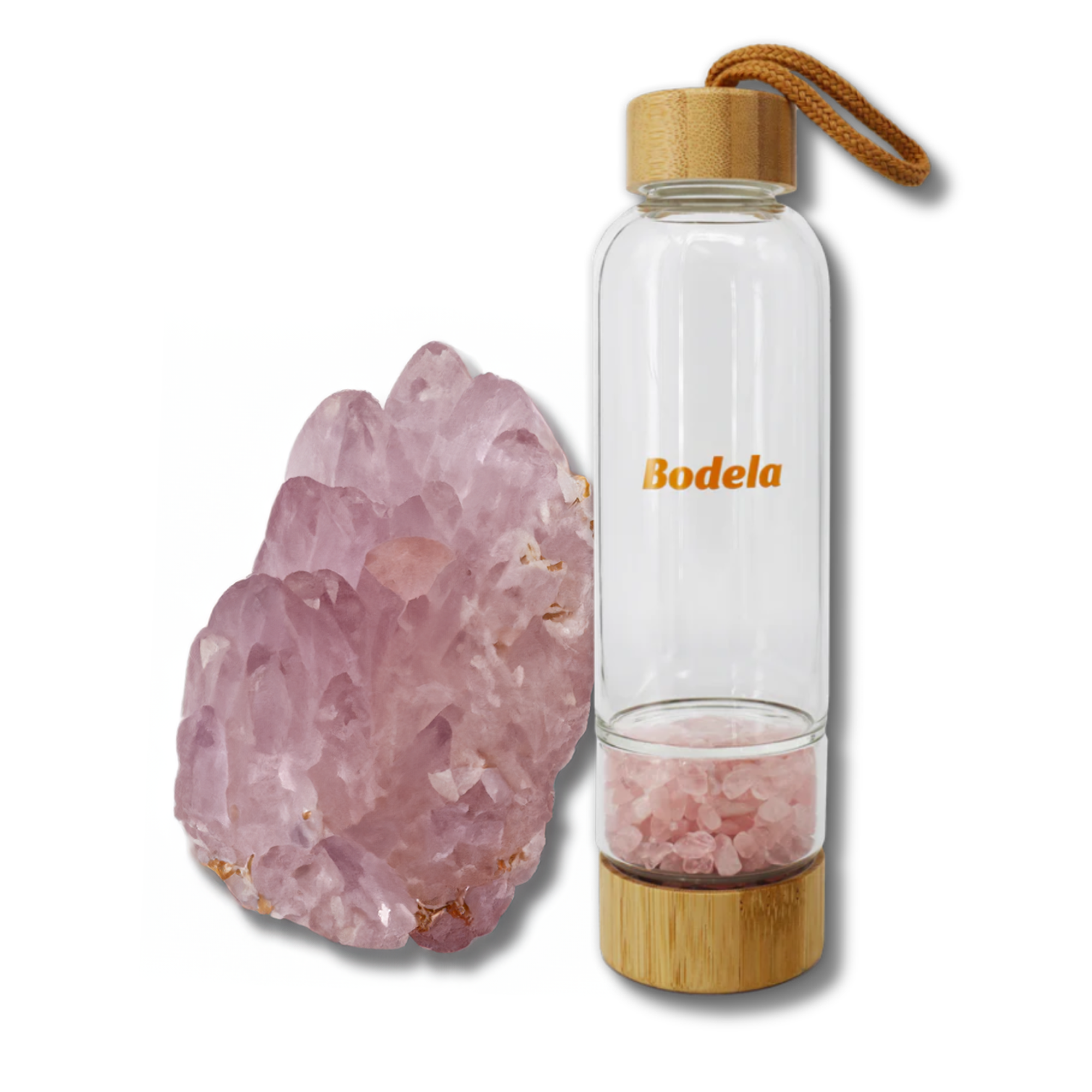 Bodela Rose Quartz Glass Water Bottle