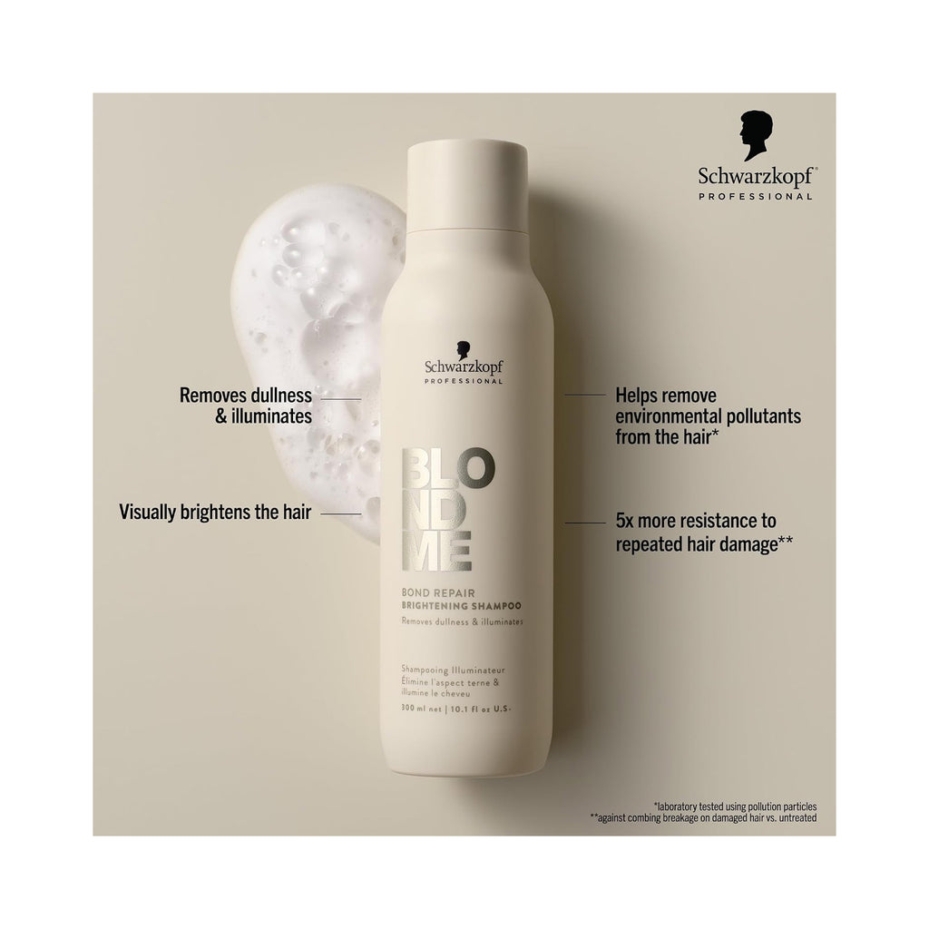 Schwarzkopf Professional BLONDME Bond Repair Brightening Shampoo 10.1 oz beige bottle with benefits thumbnail 2
