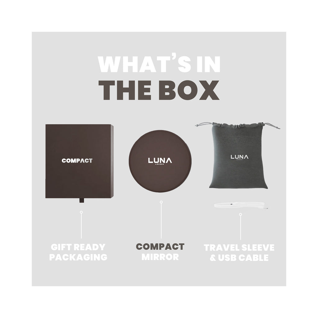 LUNA London COMPACT 2.0 7X 1X Magnifying LED Compact Mirror / ESPRESSO BROWN thumbnail 12
