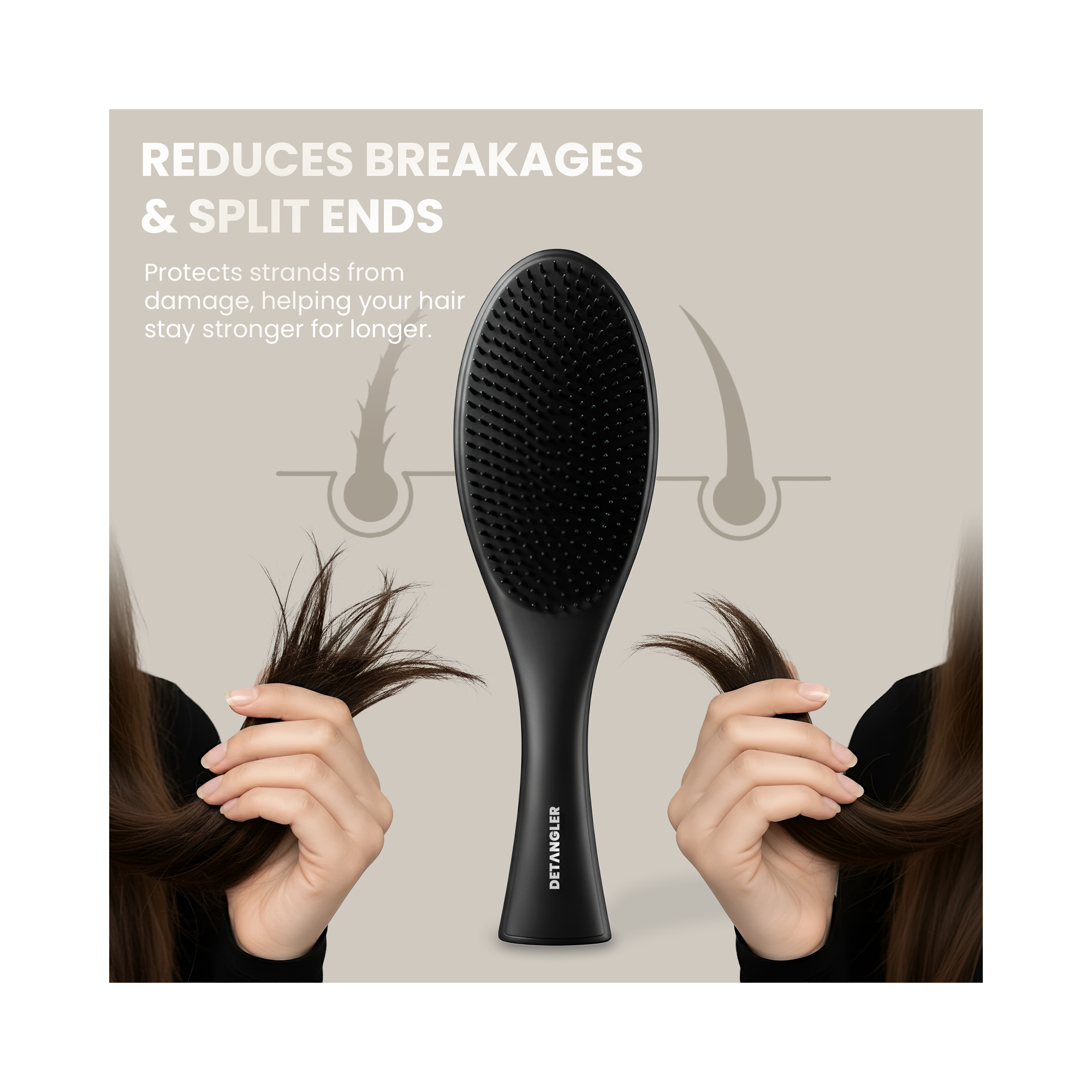 LUNA London DETANGLER Hair Brush for Wet & Dry Hair / PHANTOM BLACK