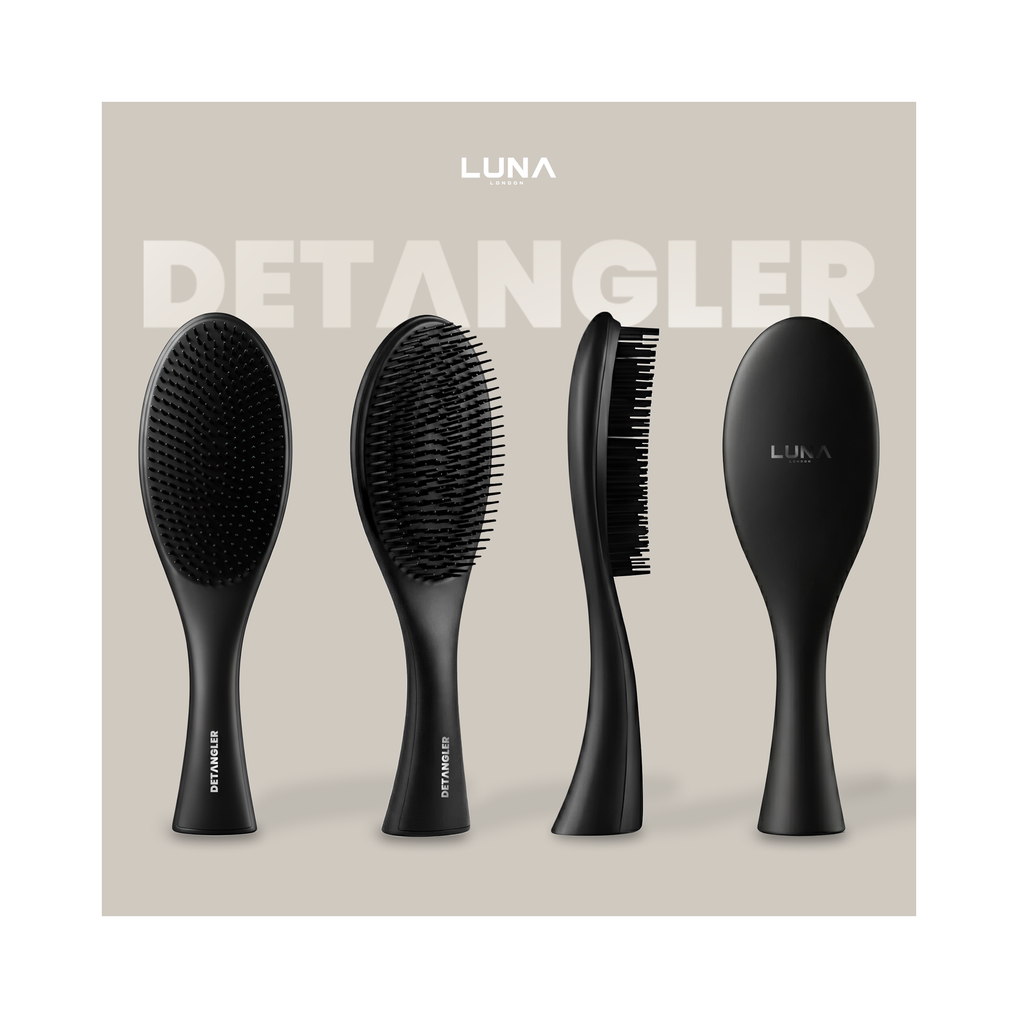 LUNA London DETANGLER Hair Brush for Wet & Dry Hair / PHANTOM BLACK