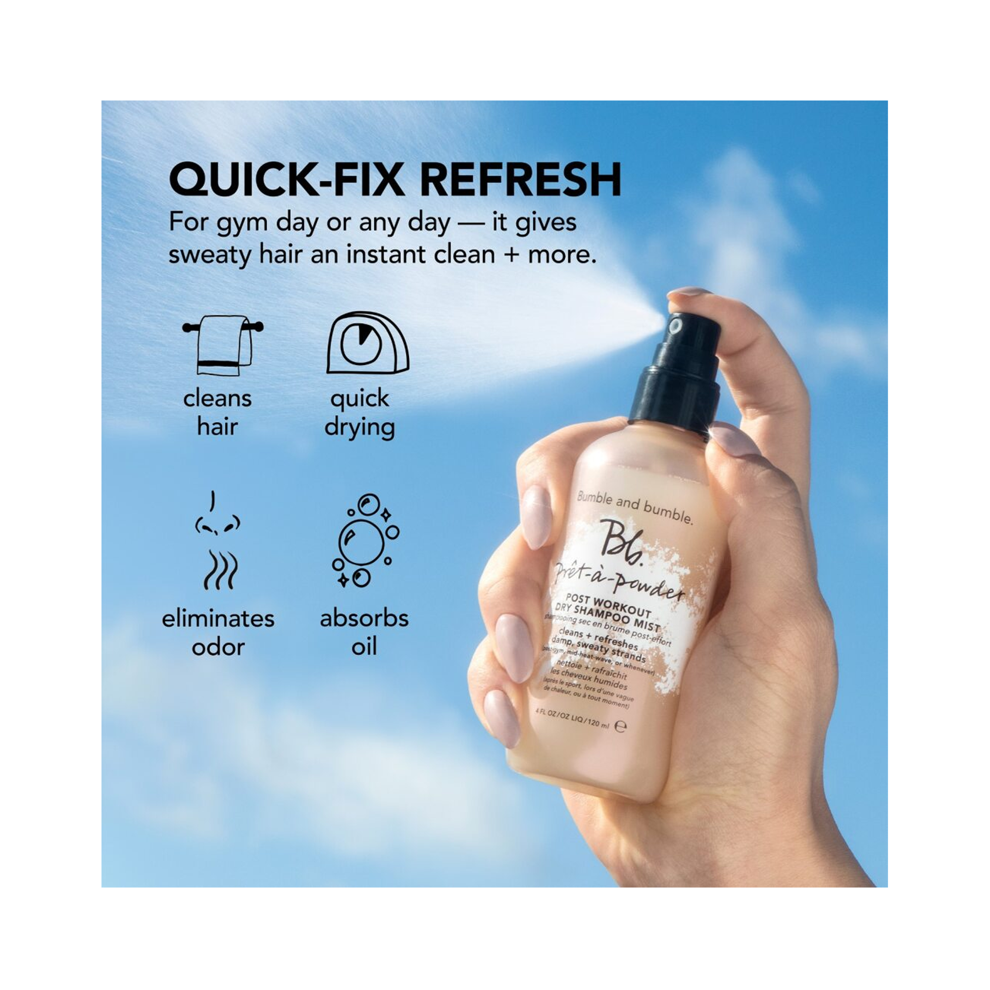 Bumble and bumble Pret-a-Powder Post Workout Dry Shampoo Mist / 4OZ