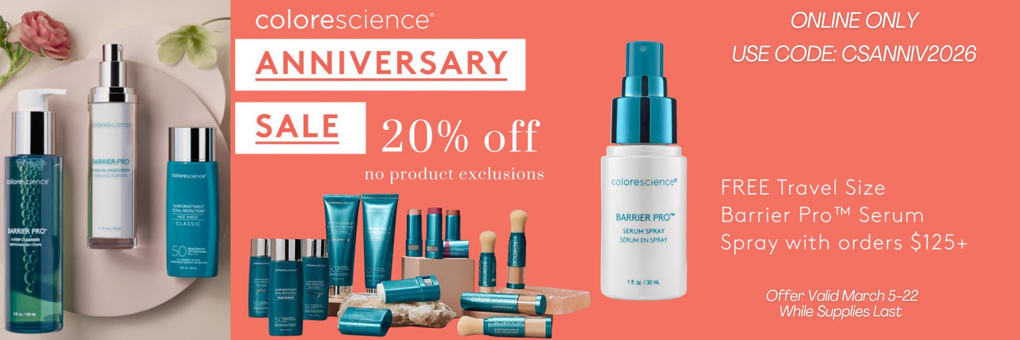Colorescience 20 percent off anniversary sale