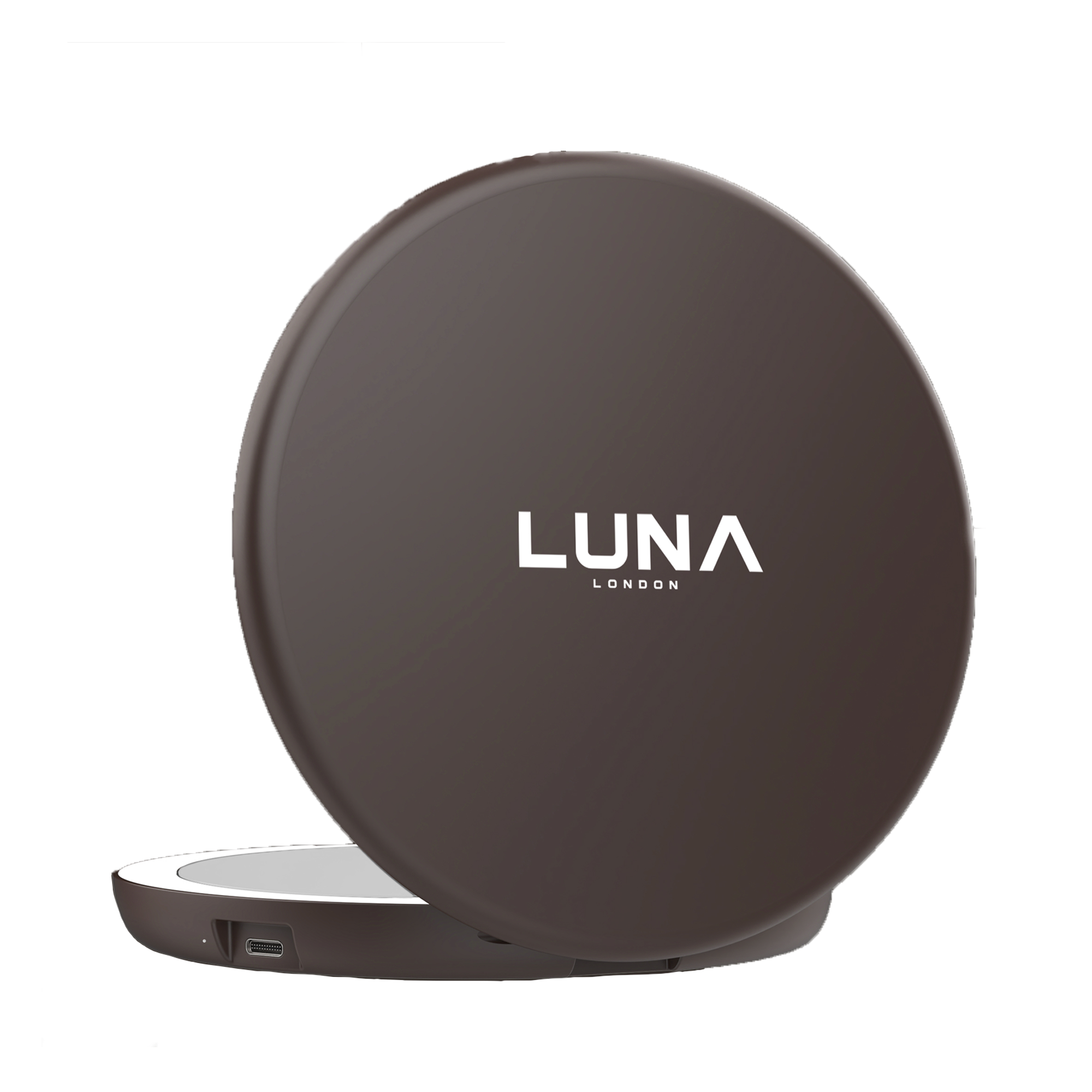 LUNA London COMPACT 2.0 7X 1X Magnifying LED Compact Mirror / ESPRESSO BROWN
