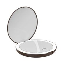 LUNA London COMPACT 2.0 7X 1X Magnifying LED Compact Mirror / ESPRESSO BROWN