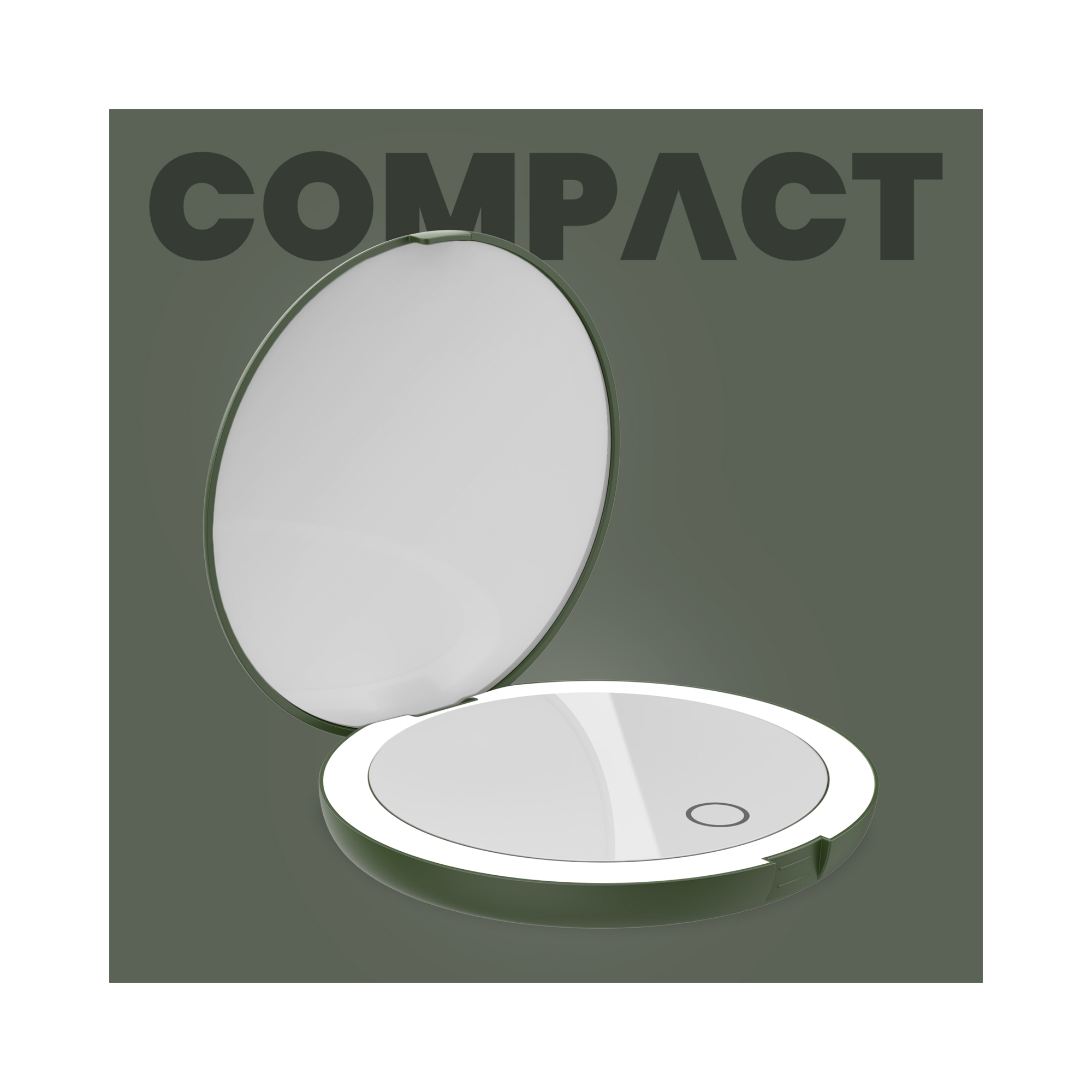 LUNA London COMPACT 2.0 7X 1X Magnifying LED Compact Mirror / FOREST GREEN