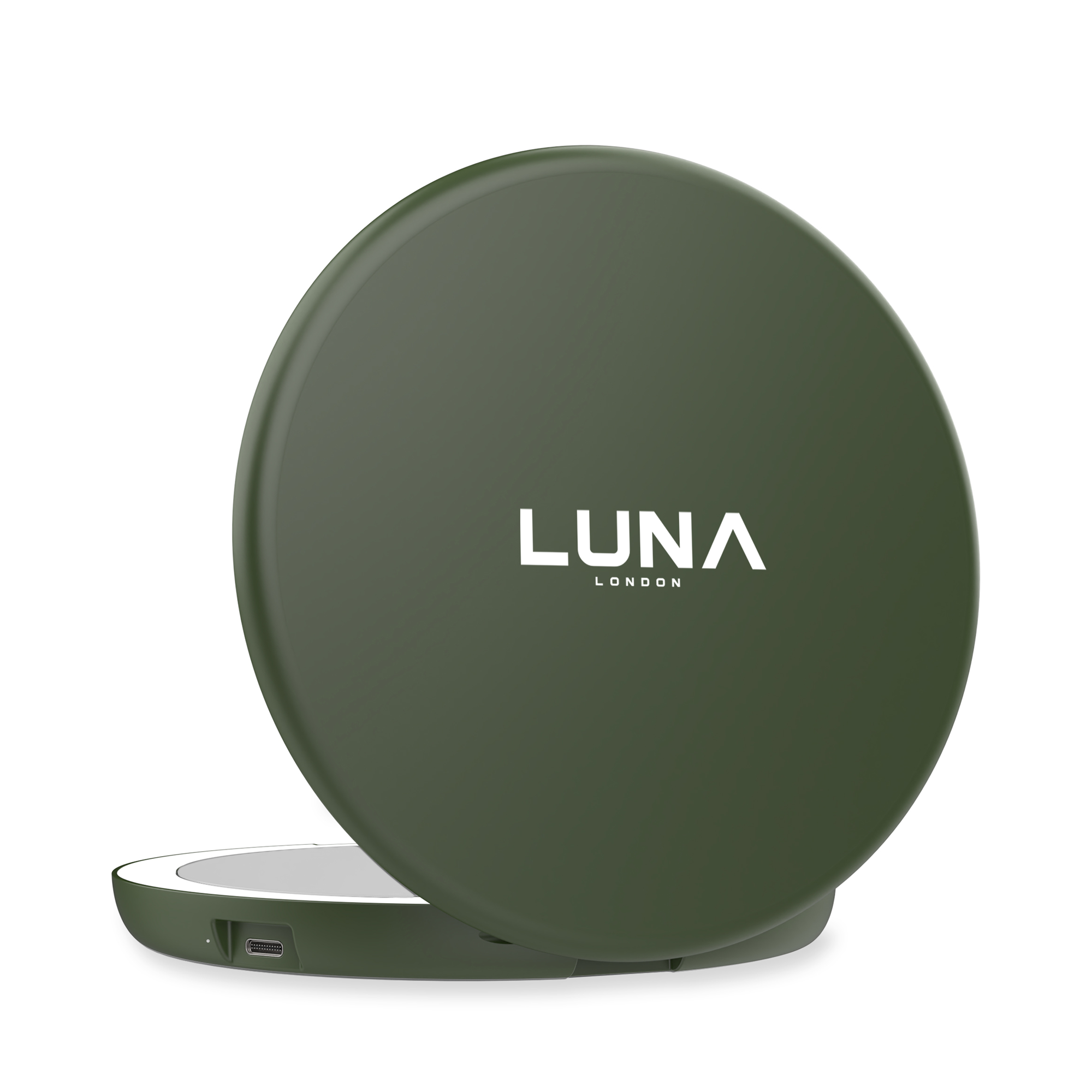 LUNA London COMPACT 2.0 7X 1X Magnifying LED Compact Mirror / FOREST GREEN