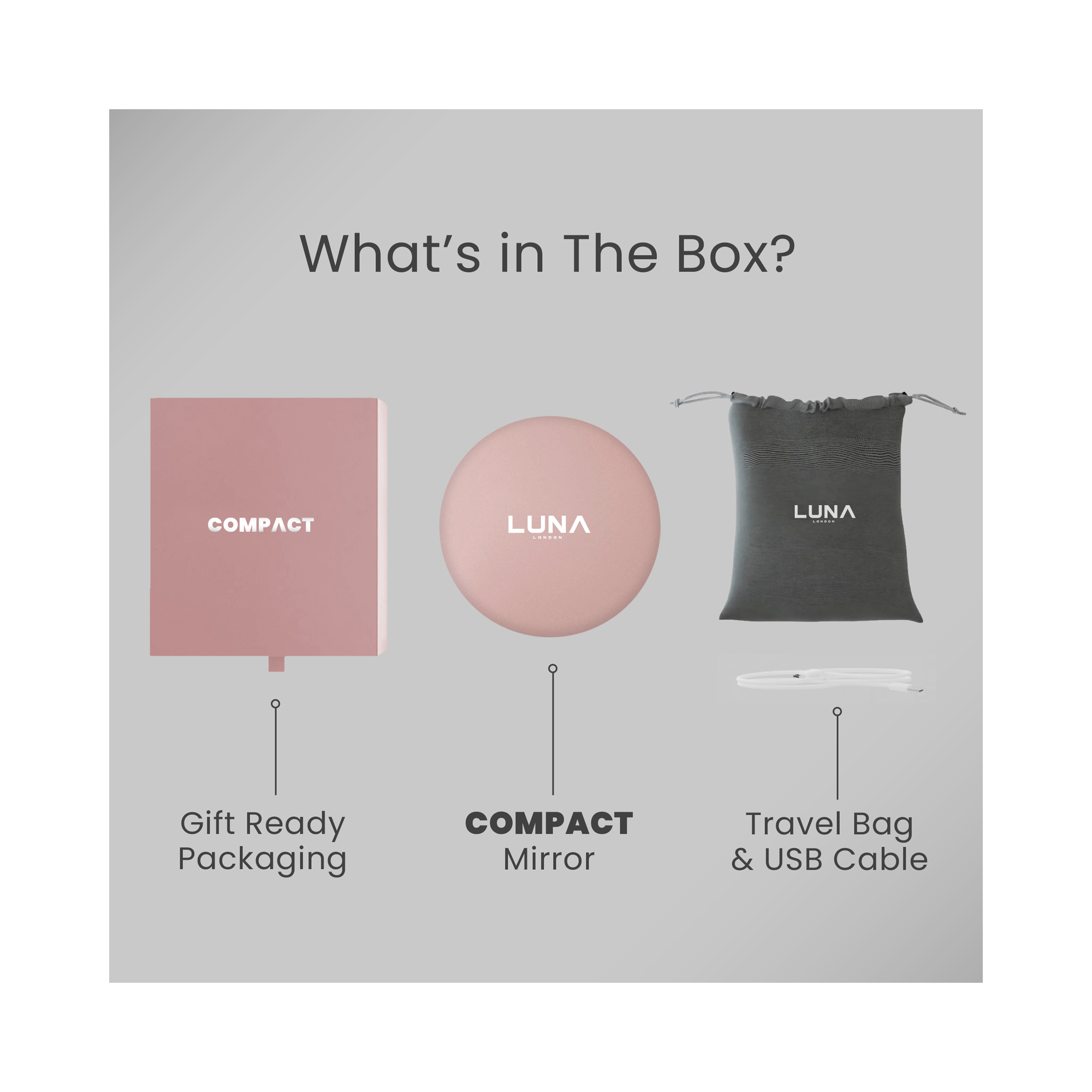 LUNA London COMPACT 2.0 7X 1X Magnifying LED Compact Mirror / ROSE GOLD