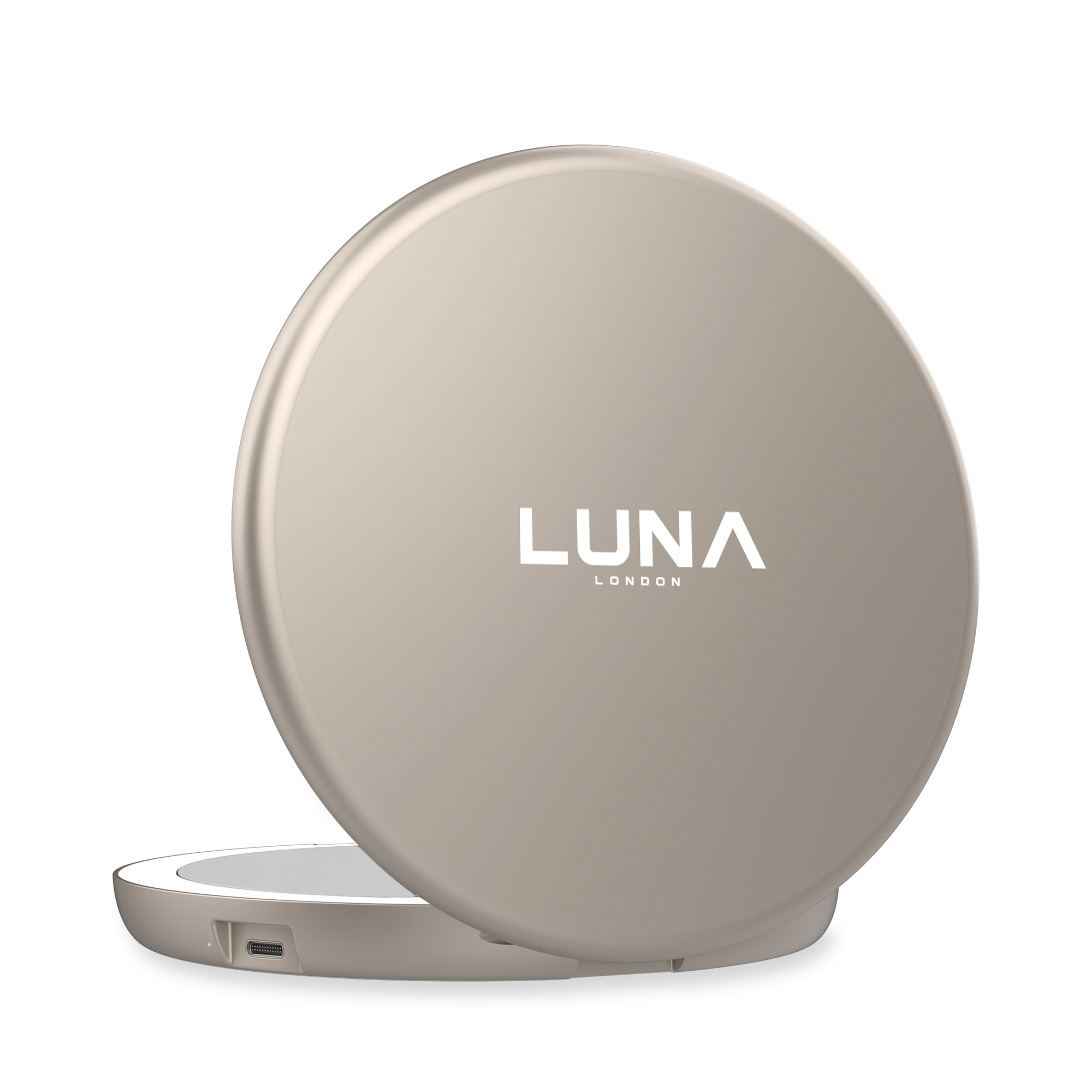 LUNA London COMPACT 2.0 7X 1X Magnifying LED Compact Mirror / SOFT STONE