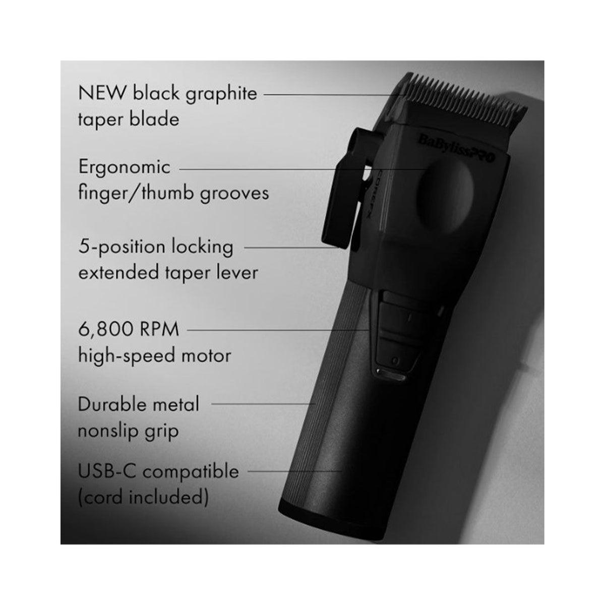 BaBylissPro CoreFX Clipper Matte Black - Item No. FX86MB, image 46187189731478