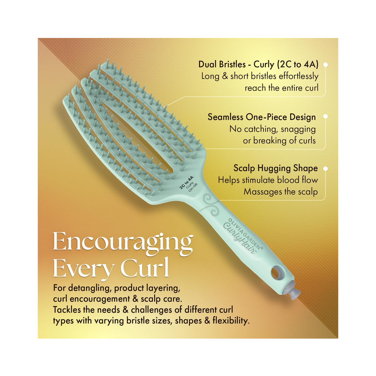 Olivia Garden CurlyHair Dual Bristle Vented Brush - Green / CURLY