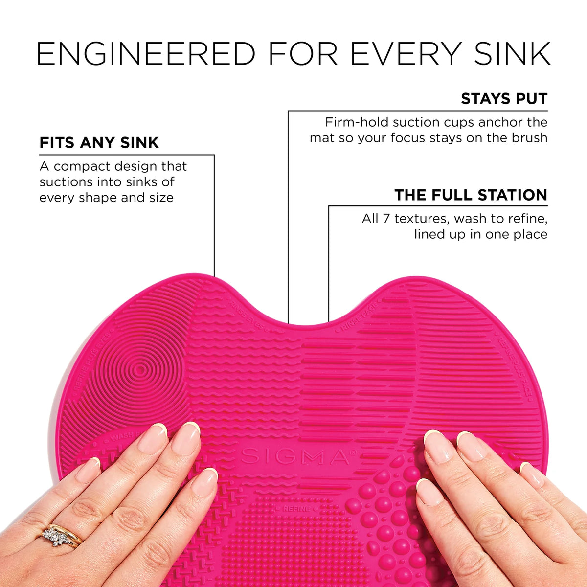 Sigma Spa Express Brush Cleaning Mat - Pink, image 32990813487254
