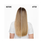 Schwarzkopf Professional BLONDME Bondfinity Deep Repair Oil before and after on long blonde hair