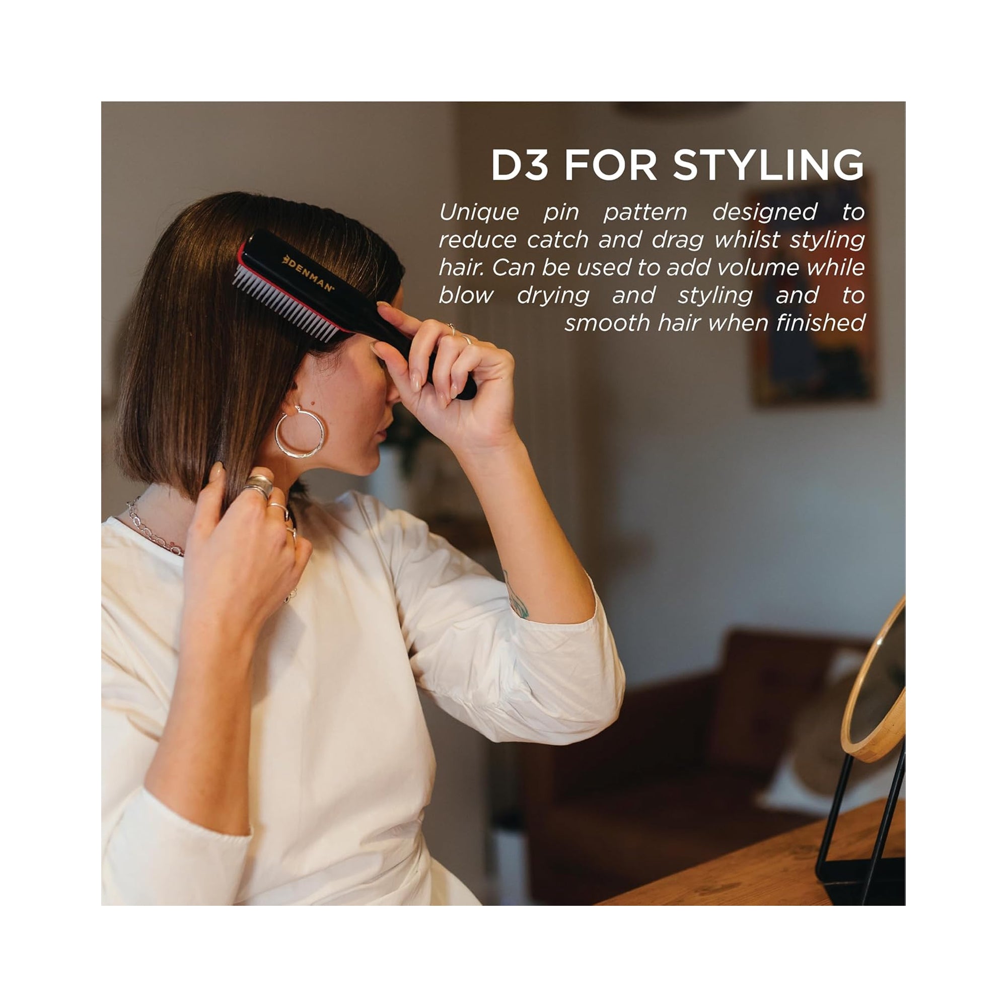 Denman D3 Medium 7 Row Styling Brush Back