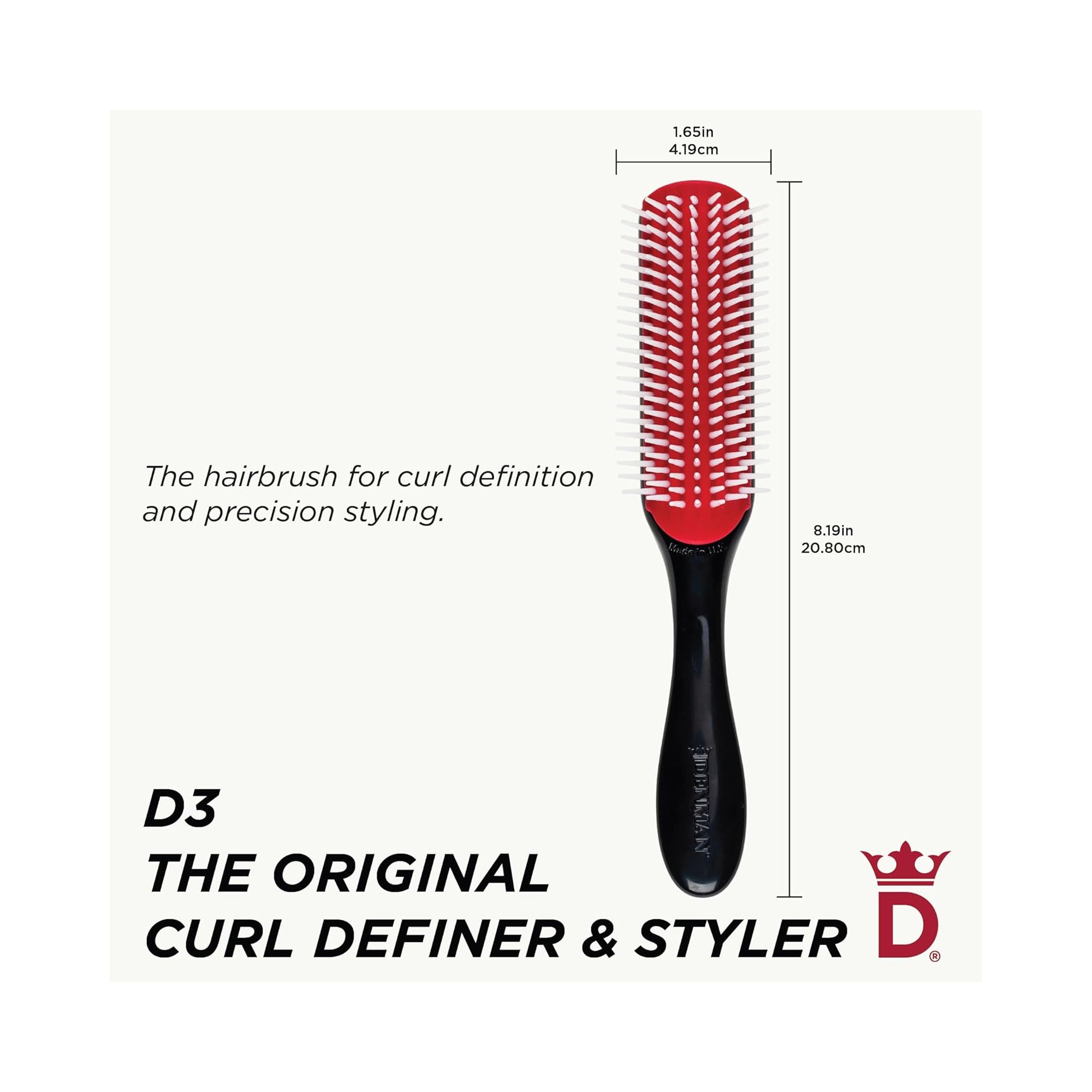 Denman D3 Medium 7 Row Styling Brush Back