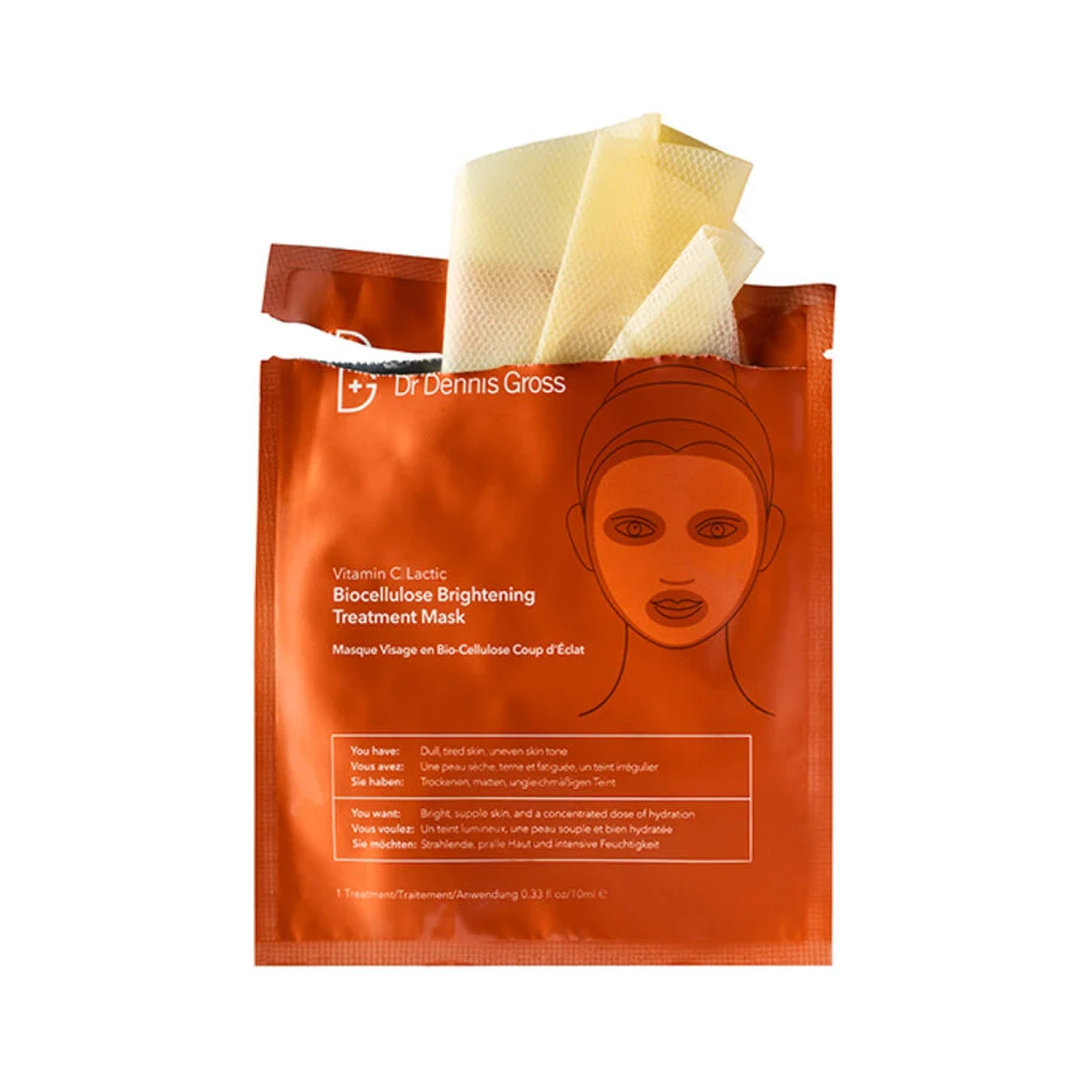Dr. Dennis Gross Vitamin C + Lactic Biocellulose Brightening Treatment Mask / 4PK