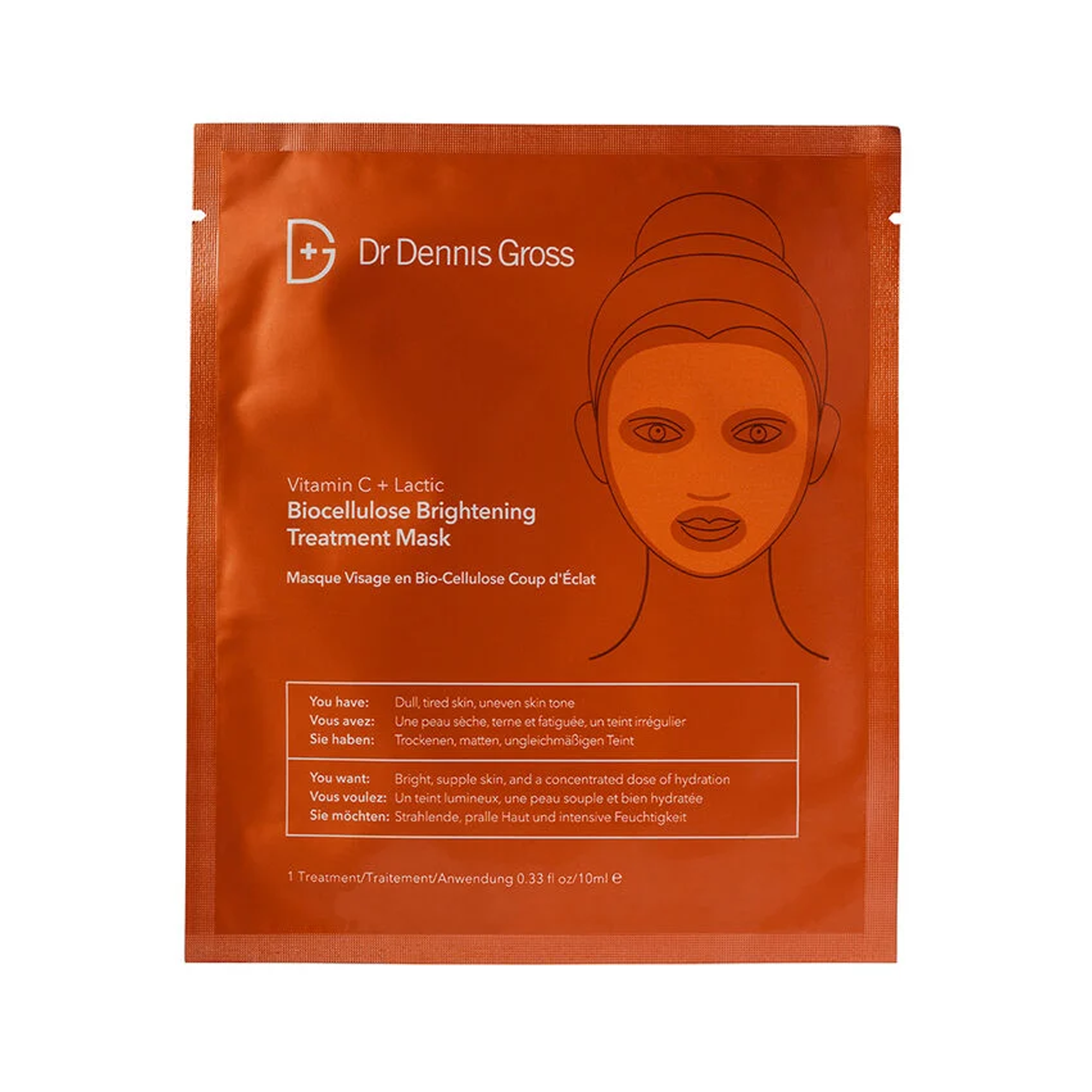 Dr. Dennis Gross Vitamin C + Lactic Biocellulose Brightening Treatment Mask / 4PK