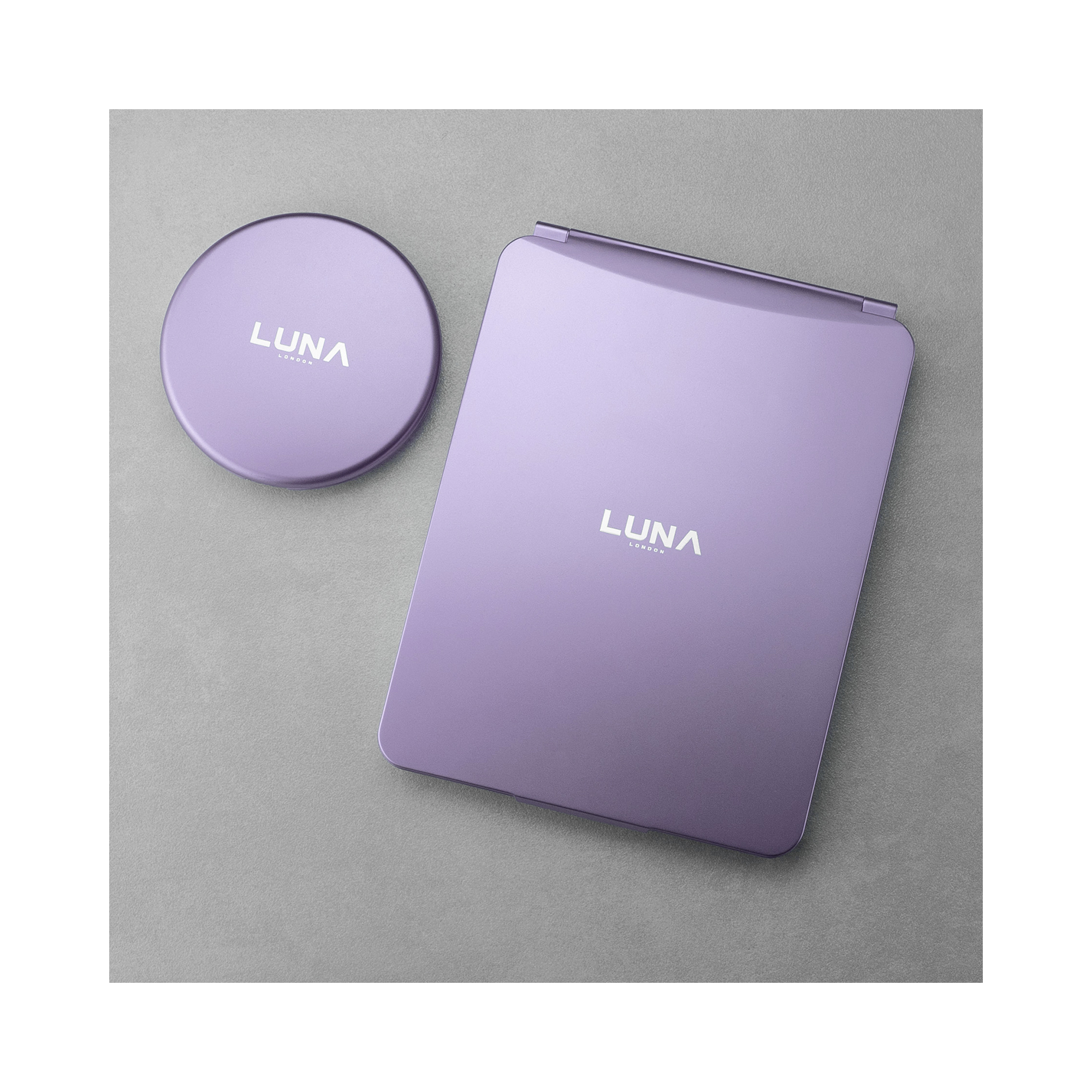 LUNA London ECLIPSE Rechargeable LED Travel Mirror with 3 Light Modes / LAVENDER