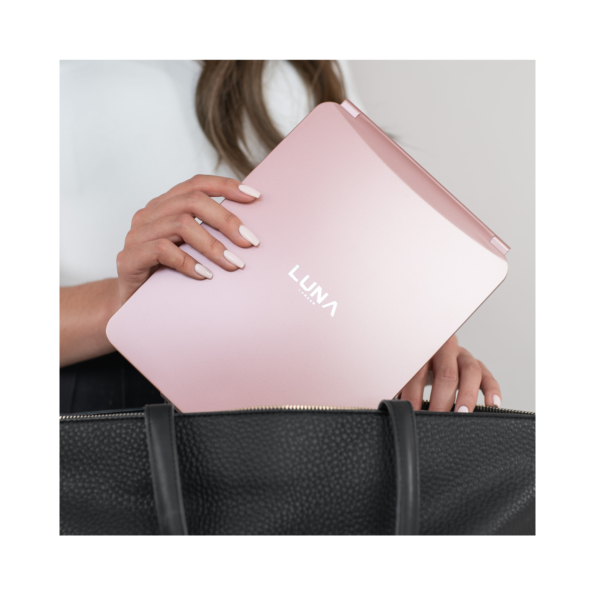 LUNA London ECLIPSE Rechargeable LED Travel Mirror with 3 Light Modes / ROSE GOLD
