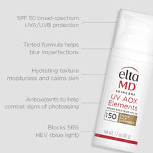 Elta Md UV AOX Elements Broad Spectrum SPF 50 Tinted Face Sunscreen / 1.7OZ