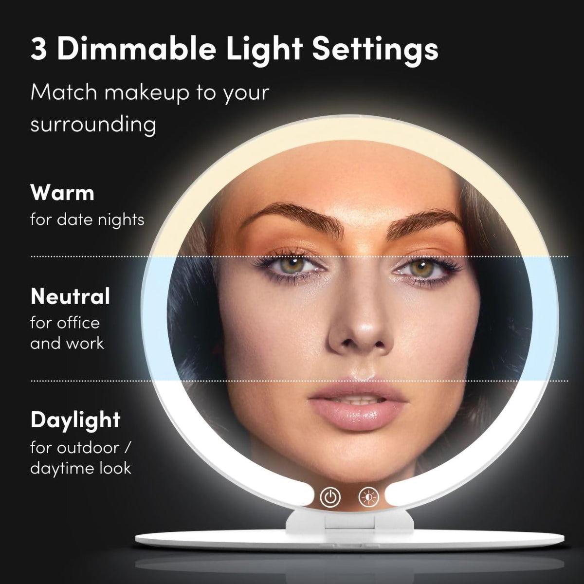 Fancii Abigail Rechargeable Travel Mirror / BLACK, image 28992289898646