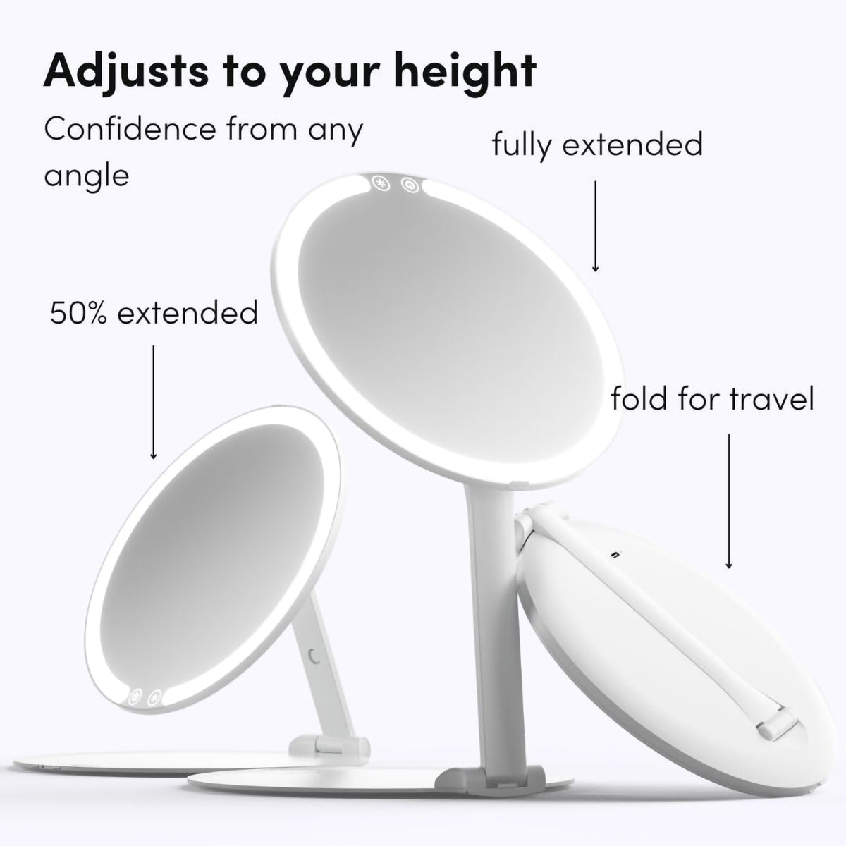 Fancii Abigail Rechargeable Travel Mirror / WHITE, image 28992293503126