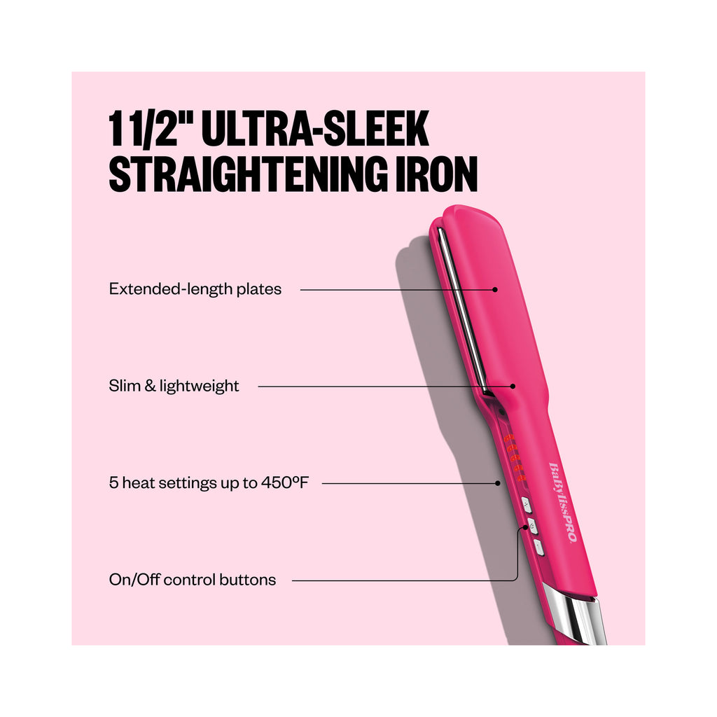 BaBylissPRO Limited Edition Hot Pink 1½ Ultra-Sleek Flat Iron - Item No. BNT131THP / 1.5 Inch thumbnail 3
