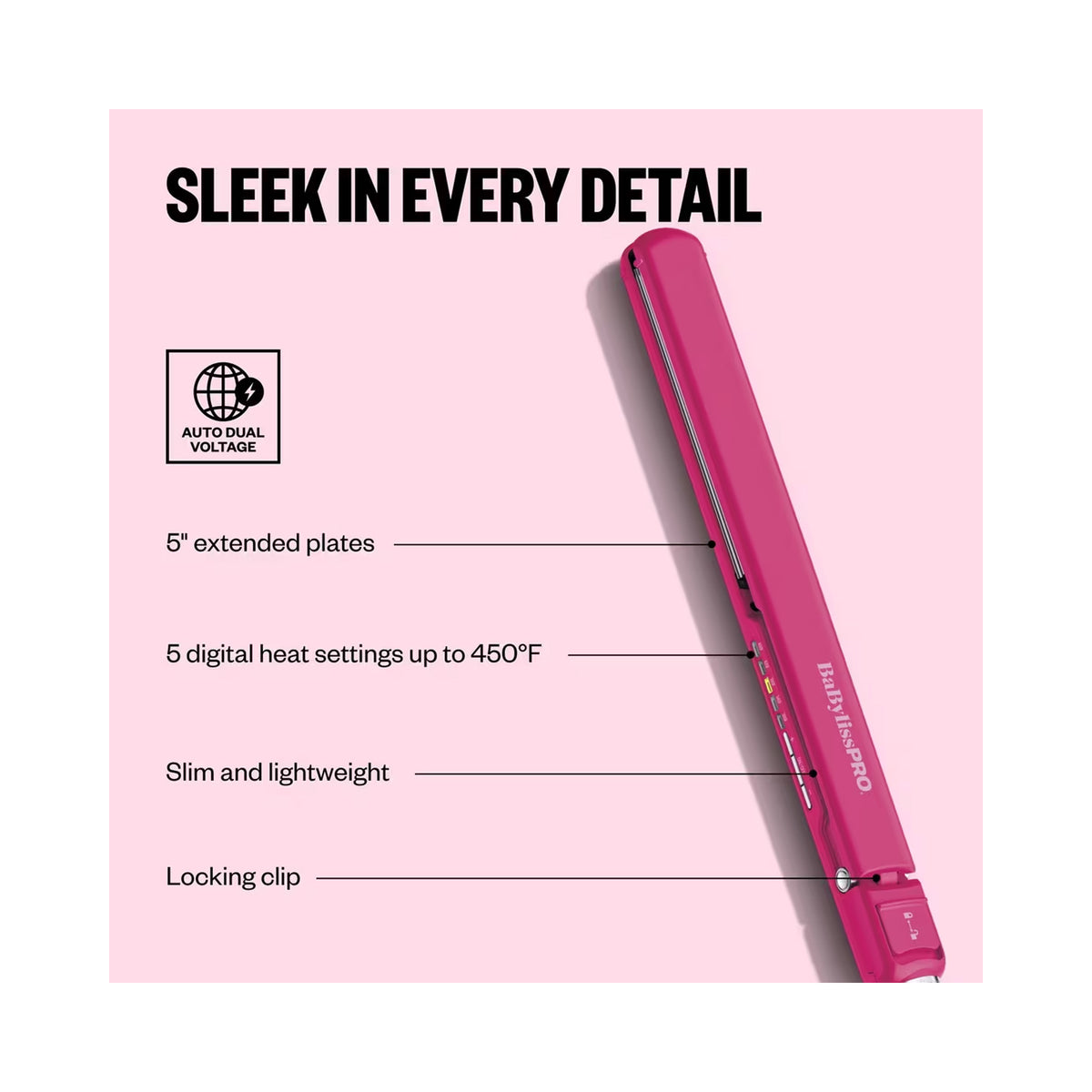 BaBylissPRO Limited Edition Hot Pink 1 Ultra-Thin Flat Iron - Item No. BNT4172THP / 1 Inch, image 46193472929942