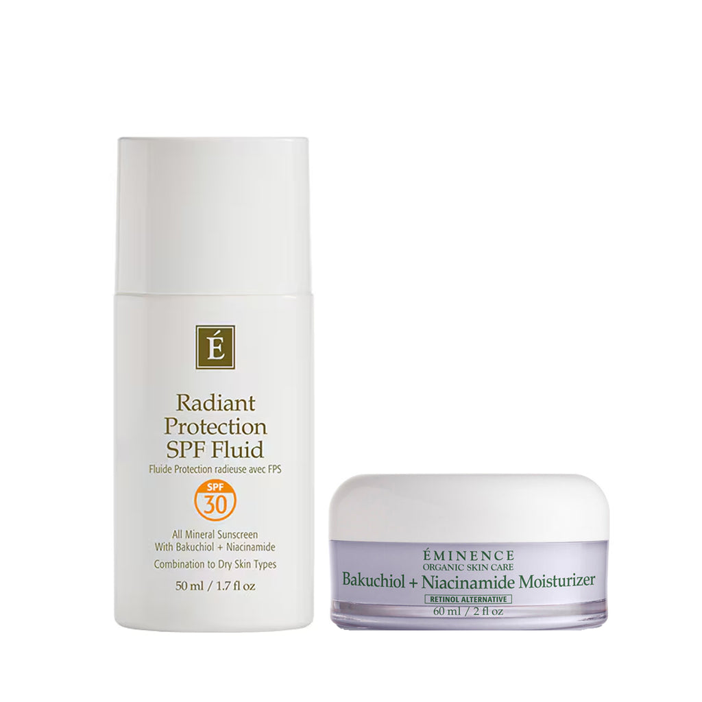 Eminence Organics Glow Duo (Backuchiol + Niacinamide Moisturizer & Radiant Protection SPF Fluid) / DUO