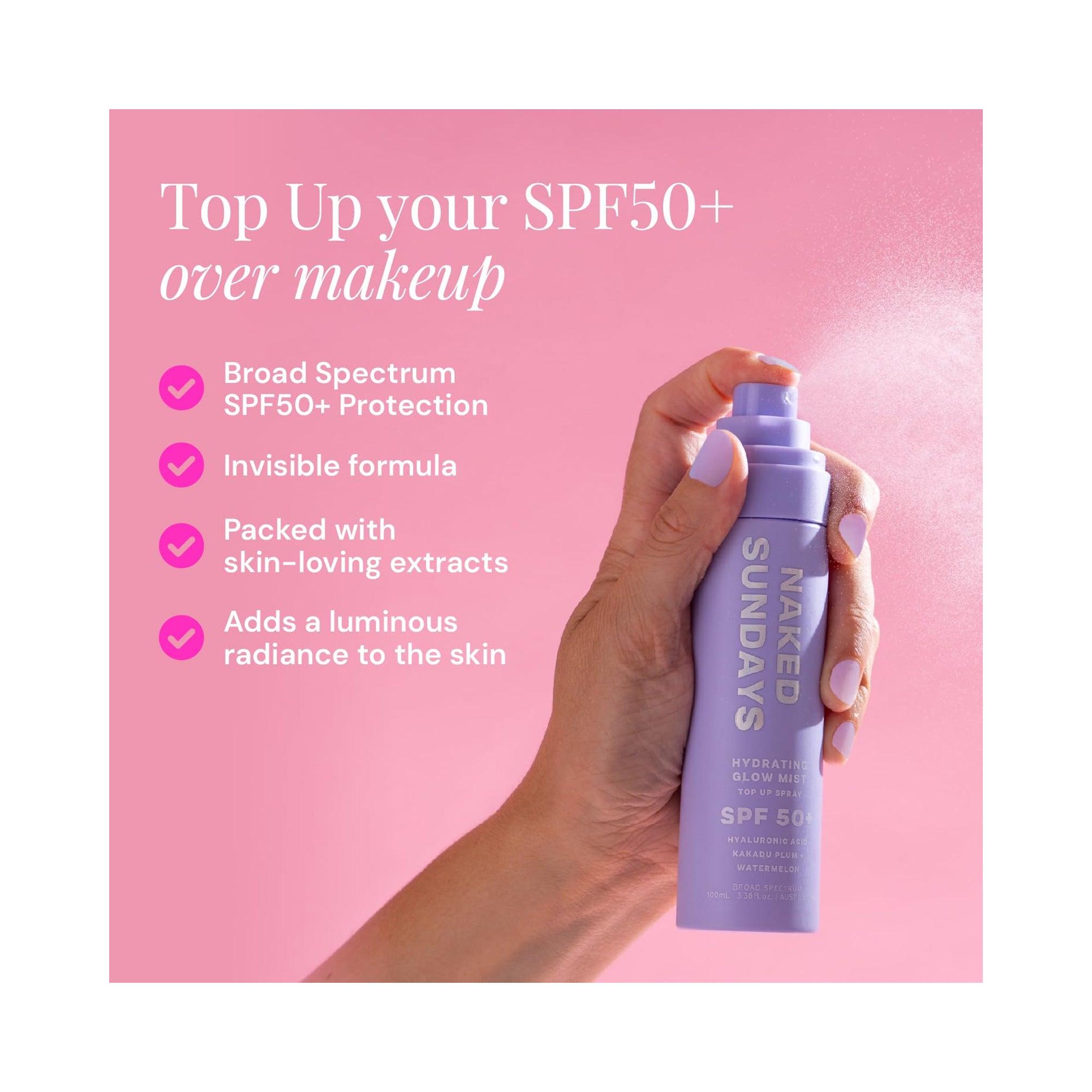 Naked Sundays Hydrating Glow Mist SPF 50 / 2.5OZ