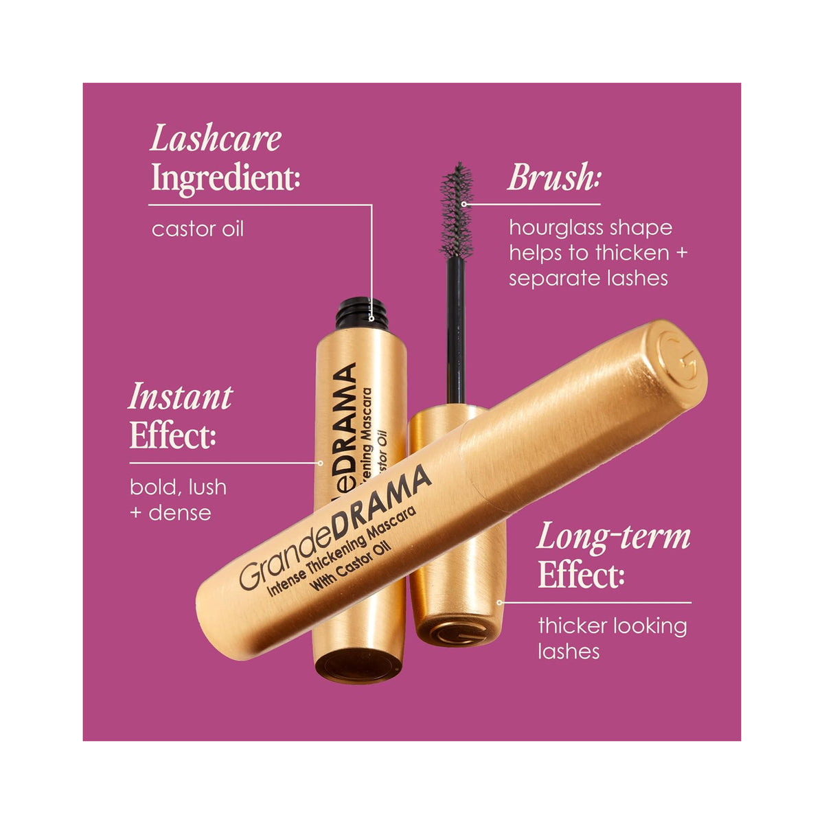 GrandeDRAMA Intense Thickening Mascara with Castor Oil / Black, image 32607644450966