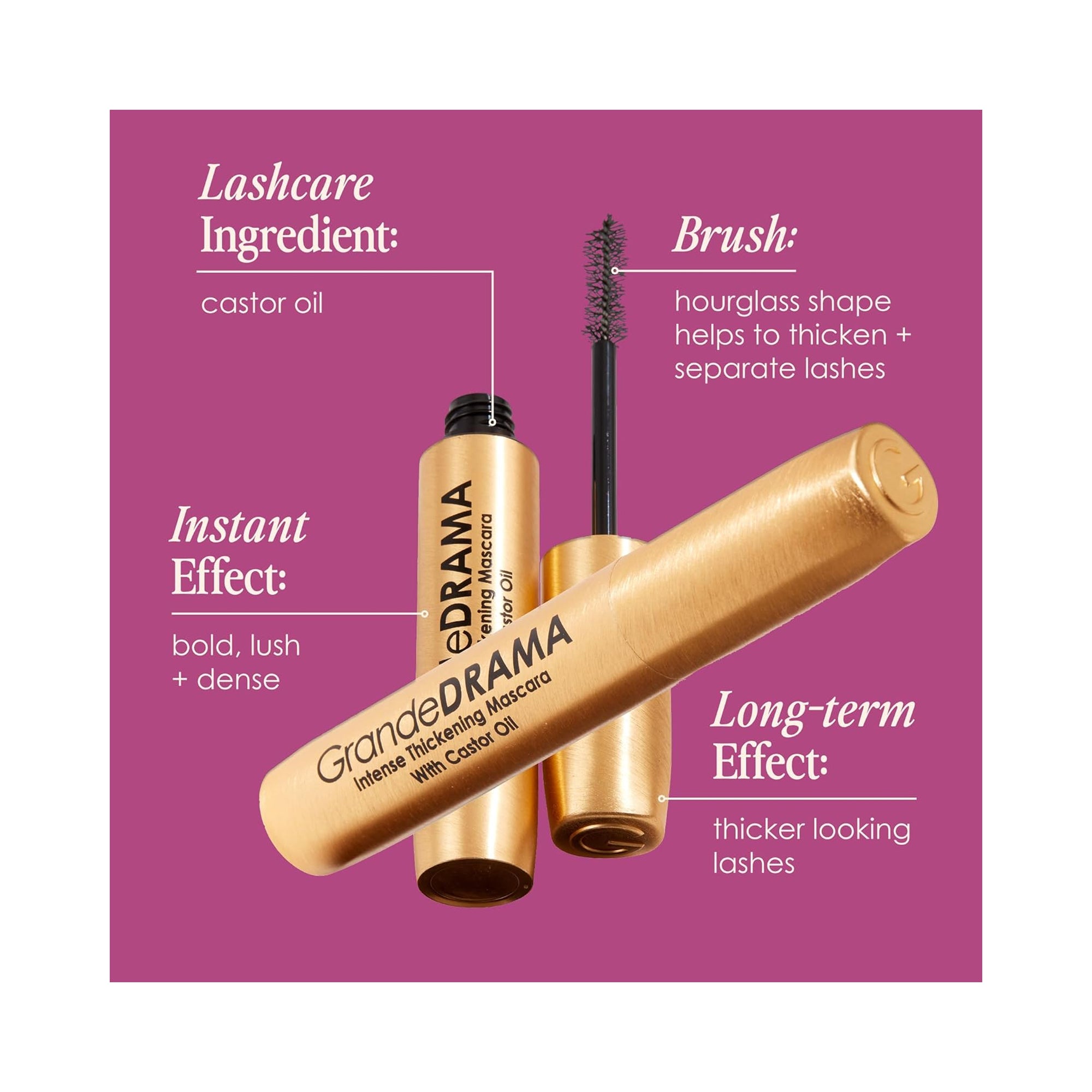 GrandeDRAMA Intense Thickening Mascara with Castor Oil / Black