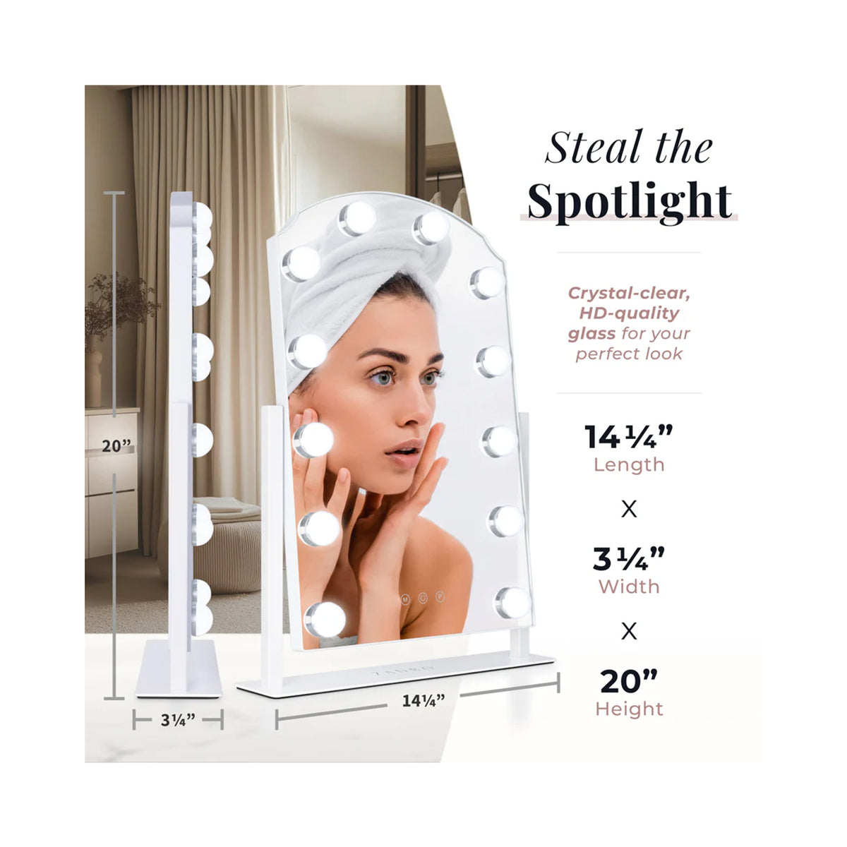 Zadro Scalloped Edge Hollywood LED Vanity Mirror / WHITE - HLS1217WH