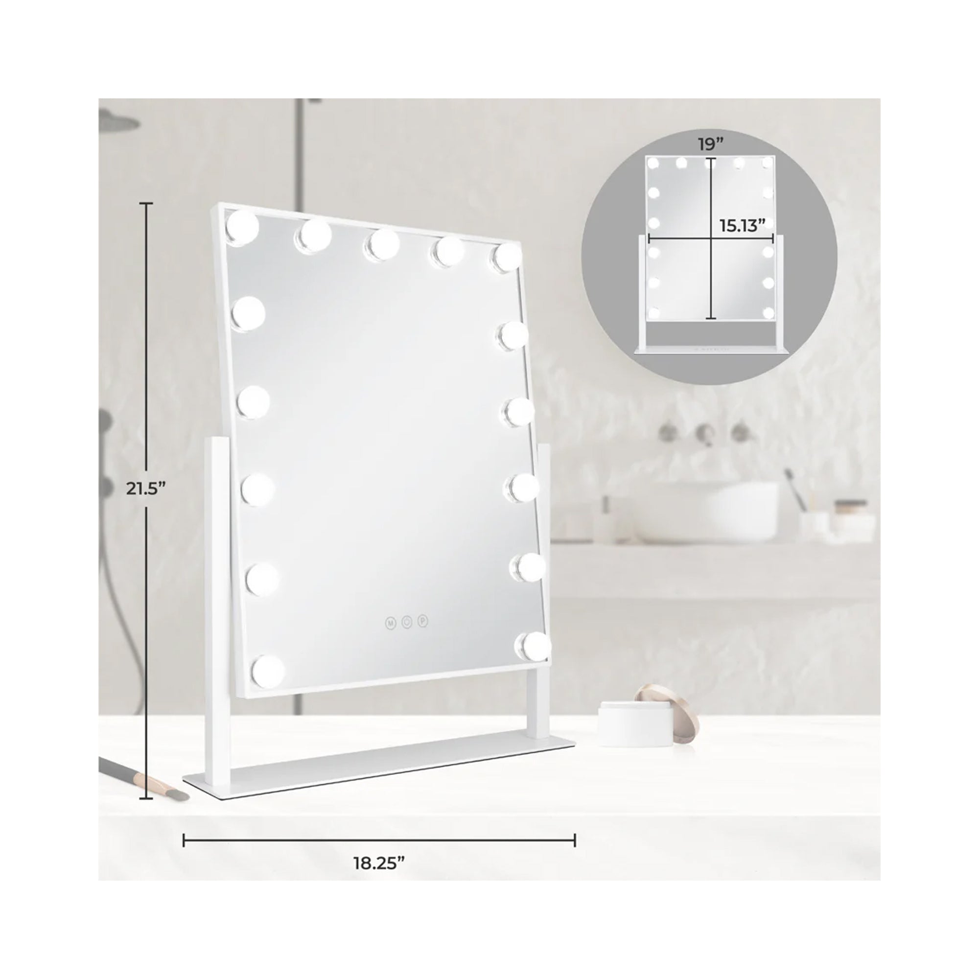 Zadro 15 Led Light Bulb Vertical Hollywood Makeup Mirror 18" x 21" / White